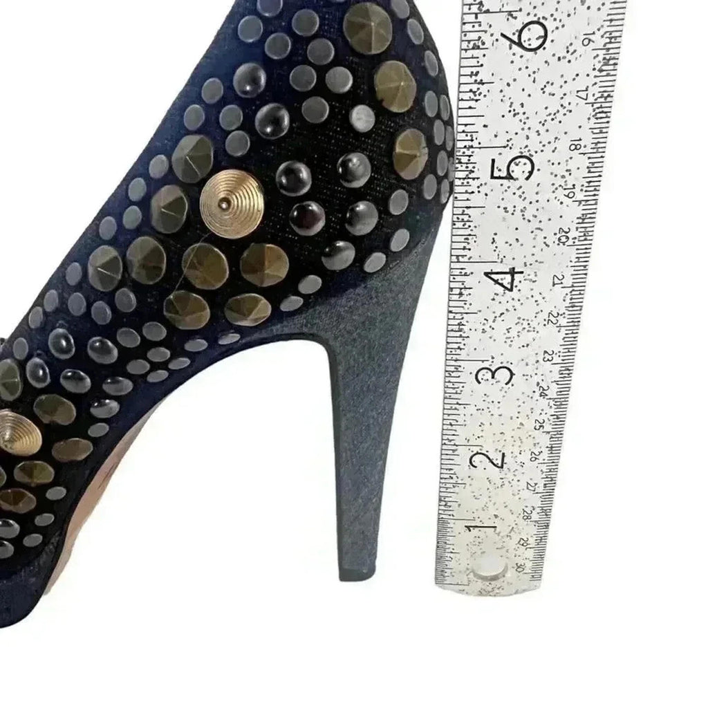 Diesel Kristaly Indigo Heels Denim Studded Stilettos Heels Pumps Size 8.5 US