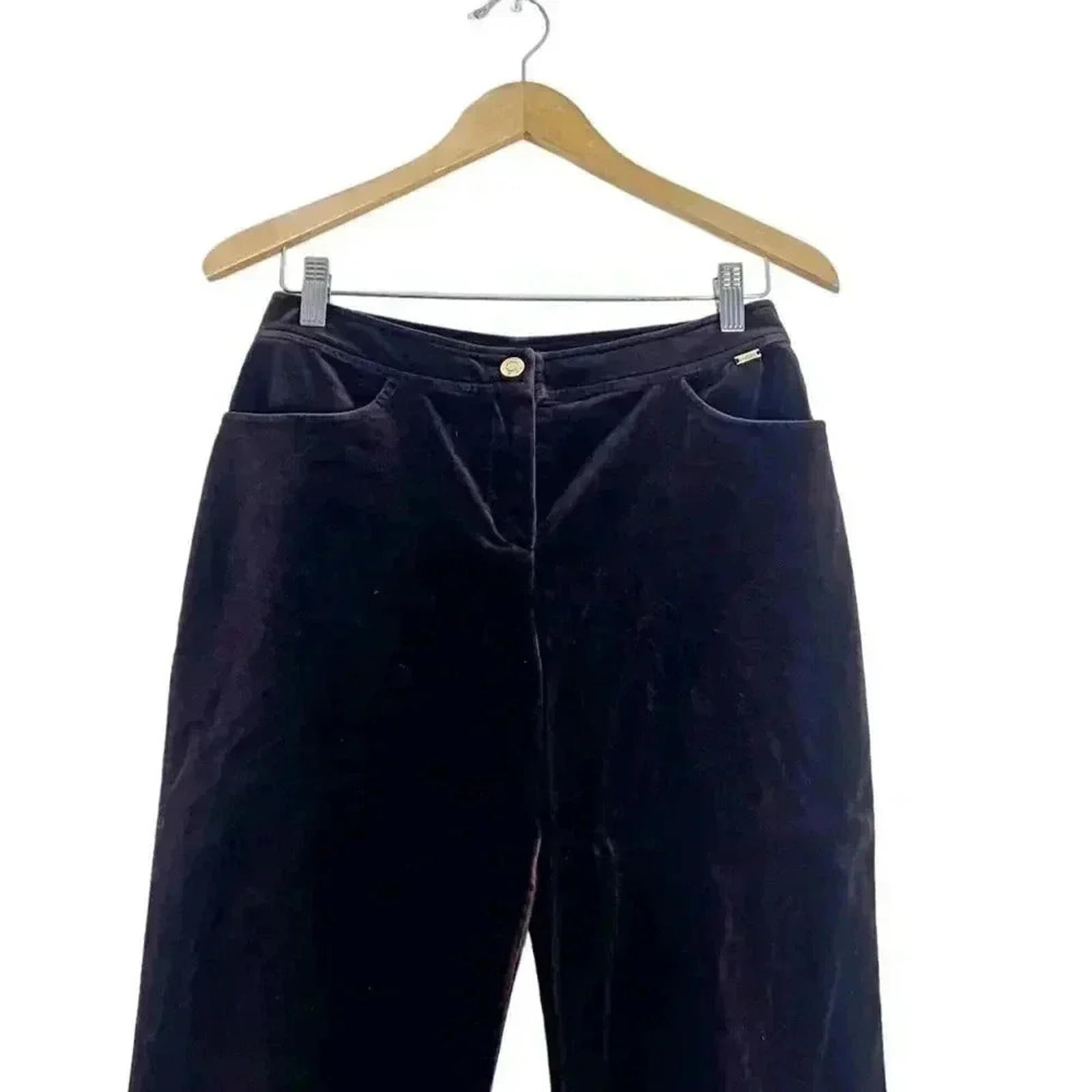 St. John Vintage Brown Velvet Flared Pants Women's Size 4