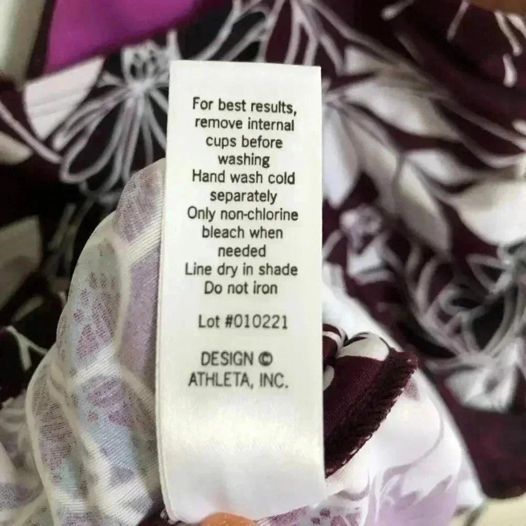 Athleta Purple Floral Ruched Tankini / Bikini Top