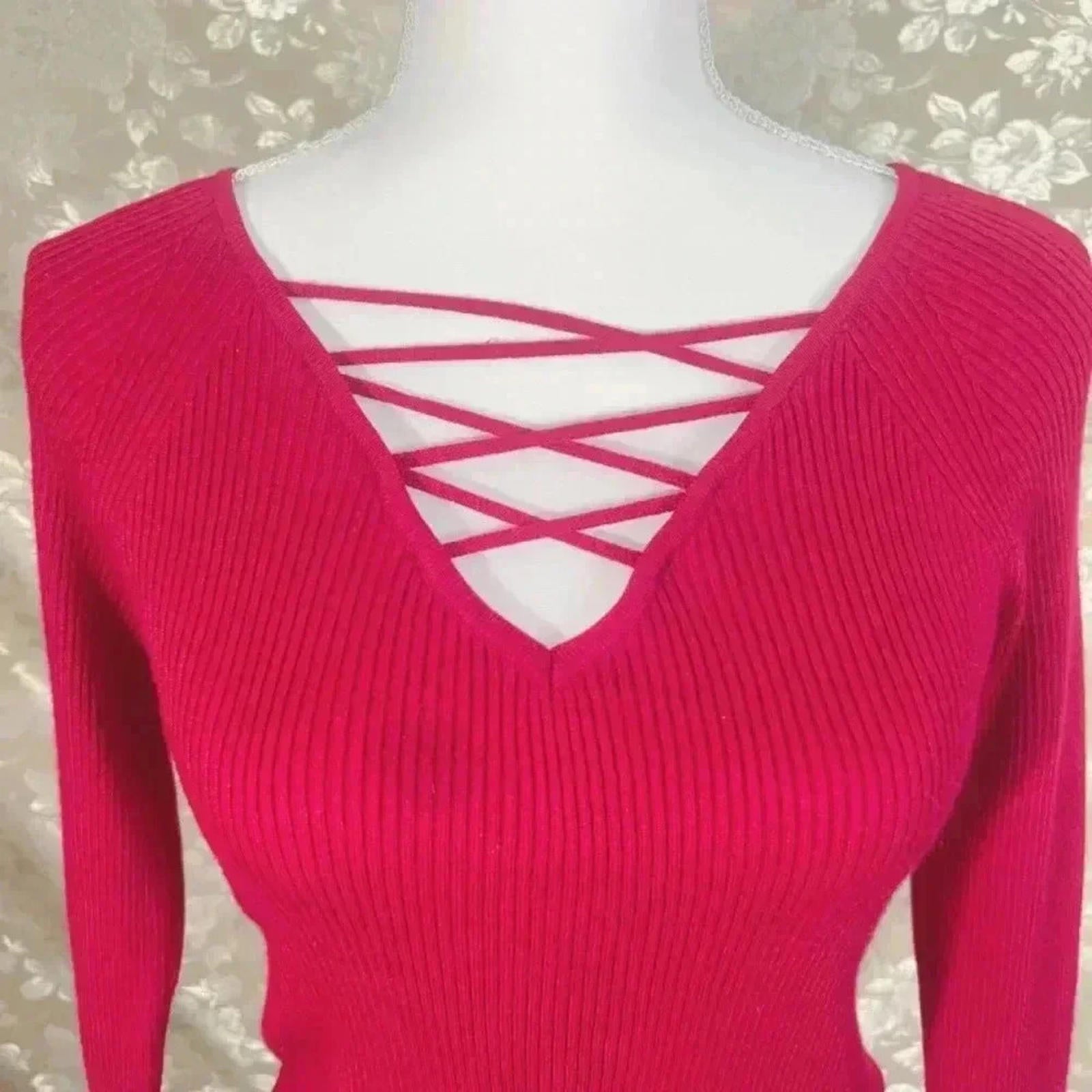 y2k Vintage The Slope Red Ribbed Long Sleeve Shirt Size L