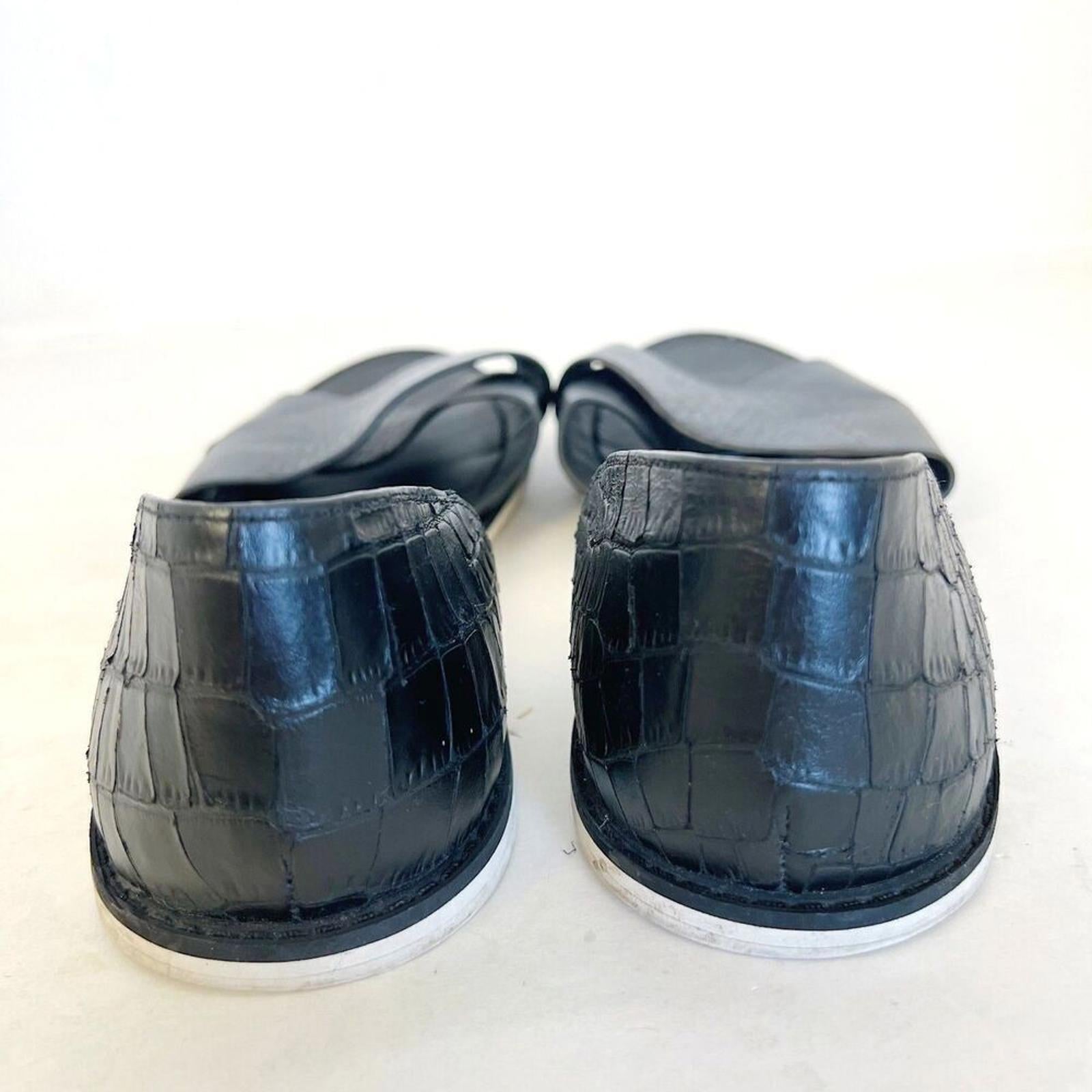 Vince Ida Open-Toed Flats D'Orsay Black Leather Sandals Women's Size 10