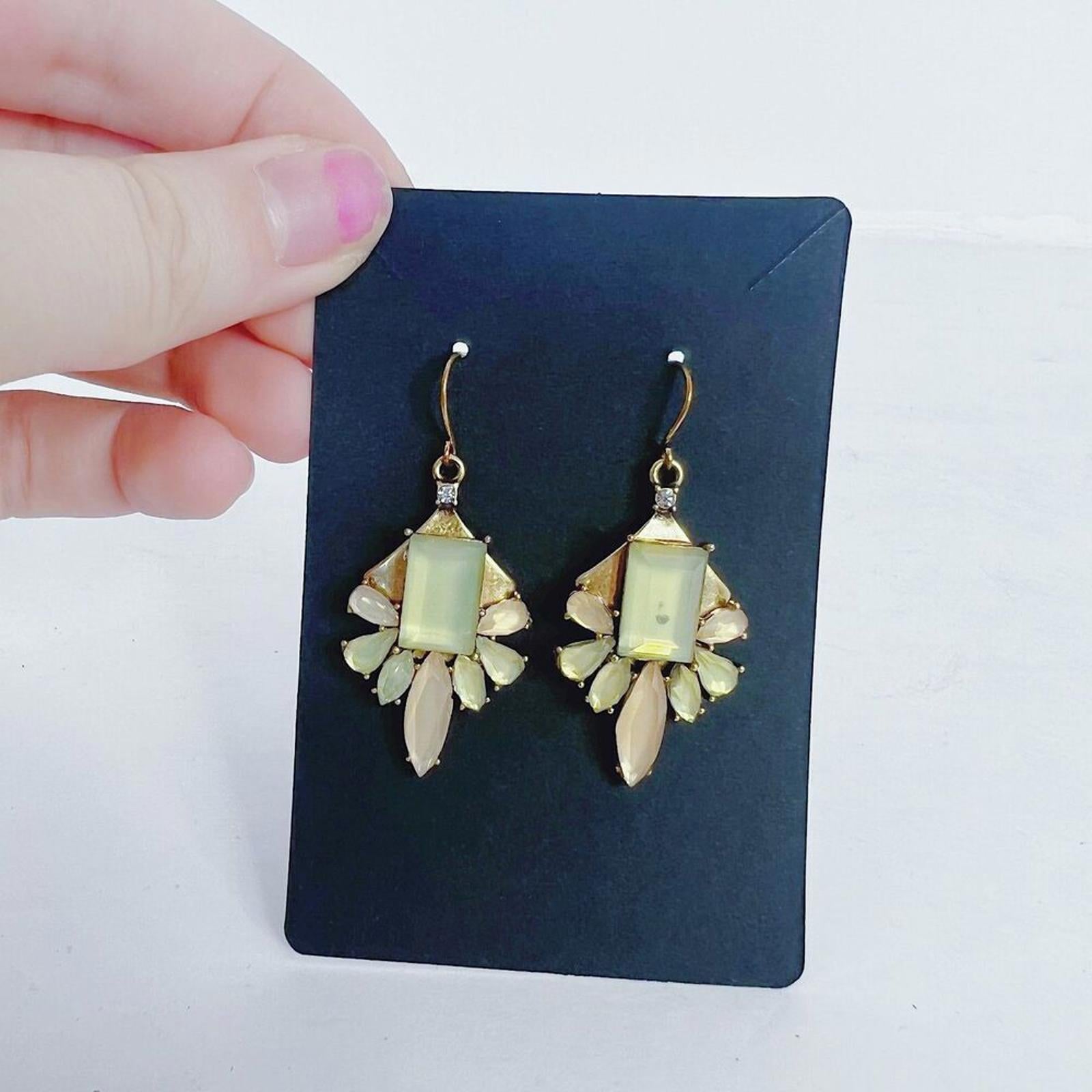 J. Crew Green and Yellow Geometric Statement Earrings