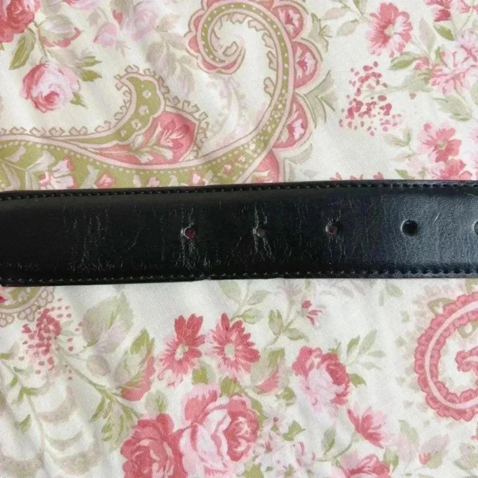 Dickies Men's Black Leather Belt Brown Interior Gunmetal Buckle Size 32