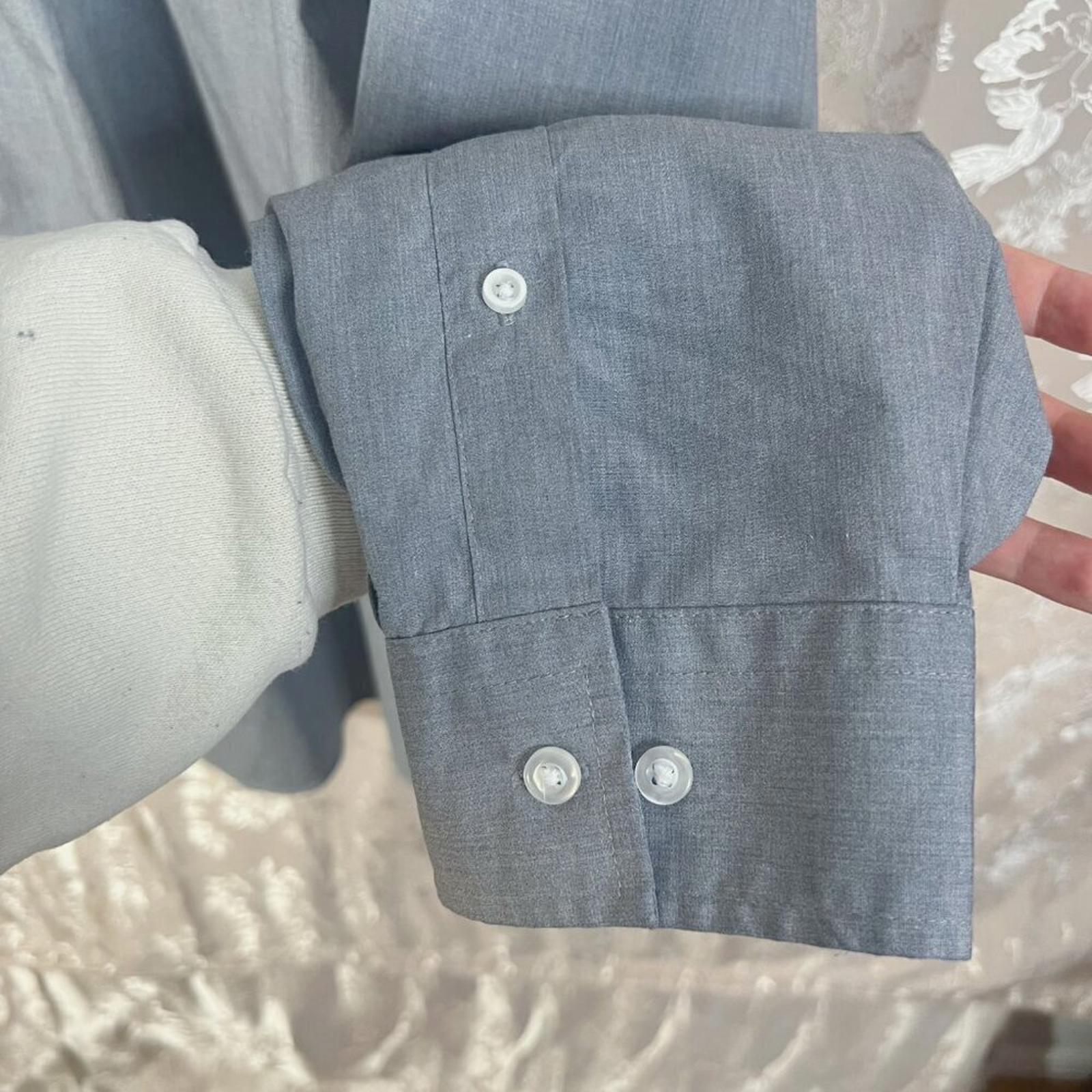 Synergy Performance Stretch Grey Men's Long Sleeve Button Up Shirt Size 20-37/38