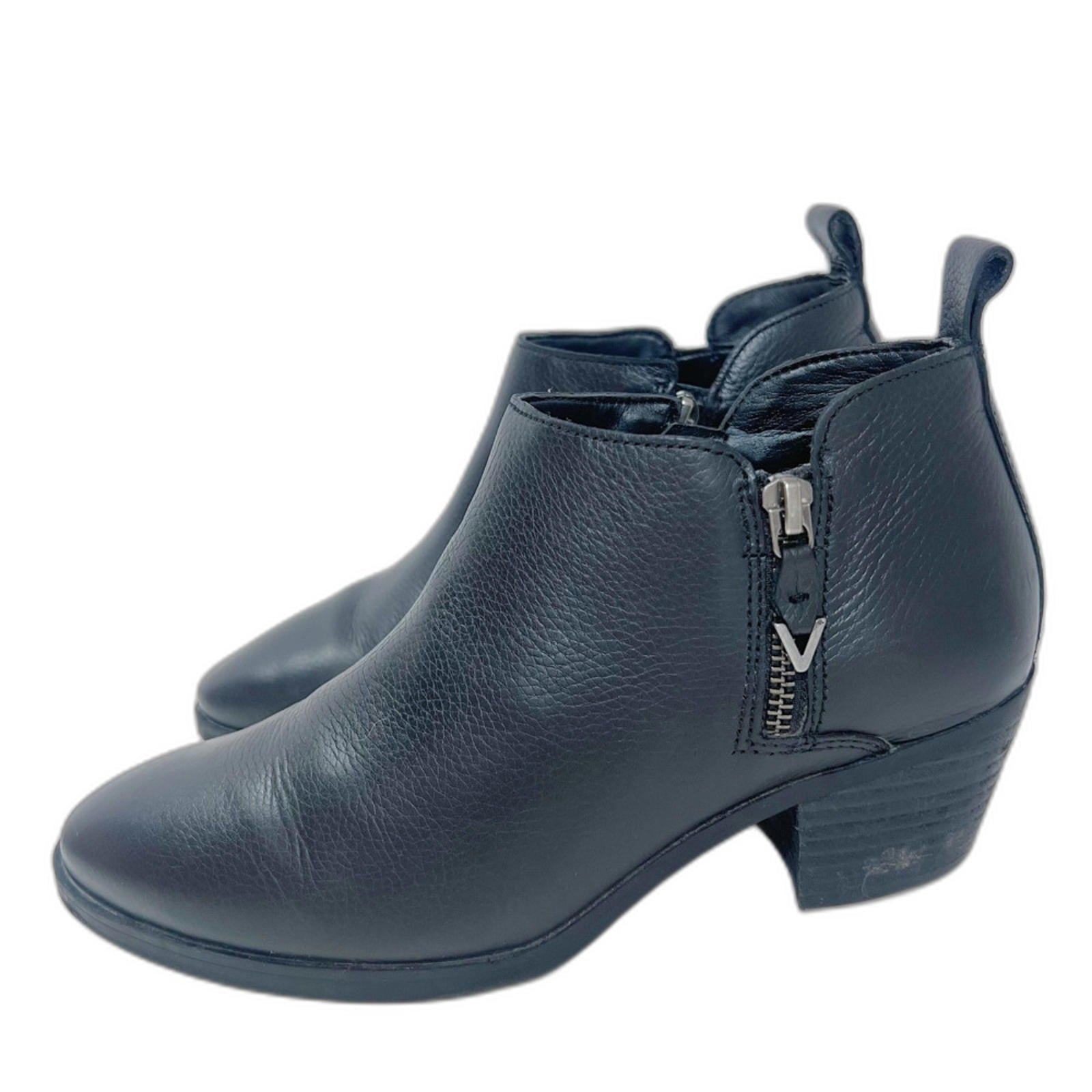Vionic Cecily Black Leather Ankle Boot Bootie Arch Support Comfort Size 7.5