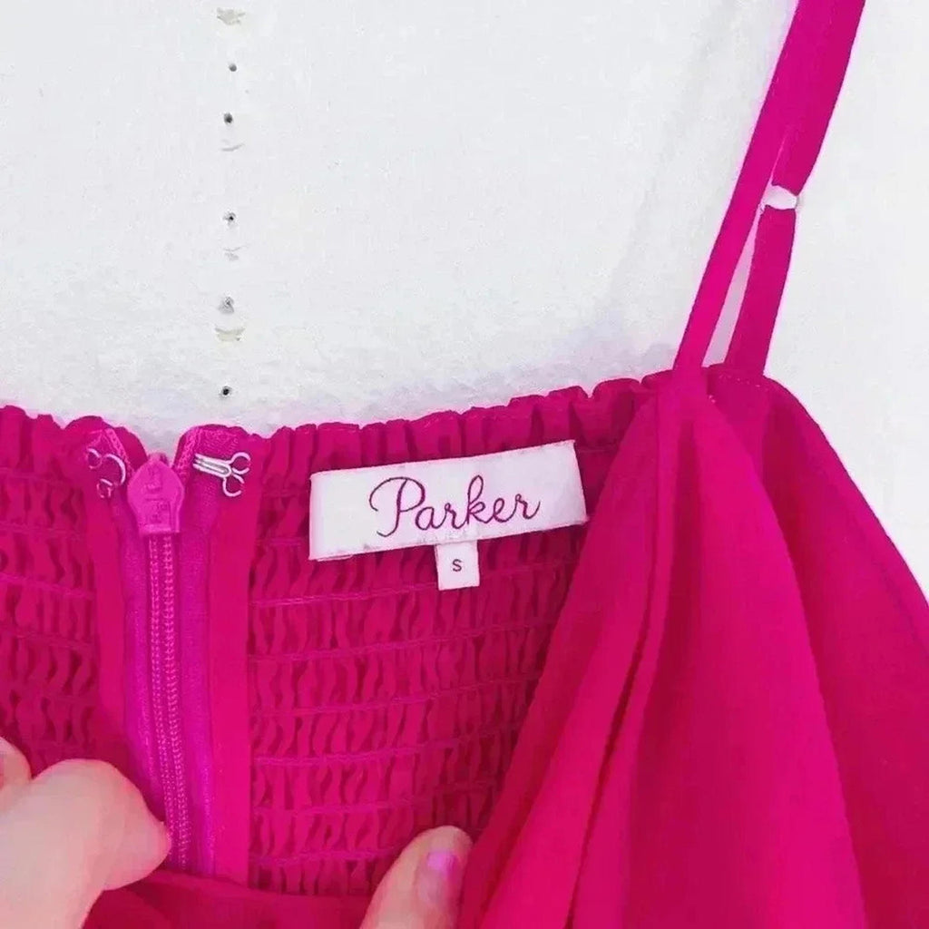 Parker Hot Pink Bow Peplum Tank Top Cami Barbiecore Women's Size S