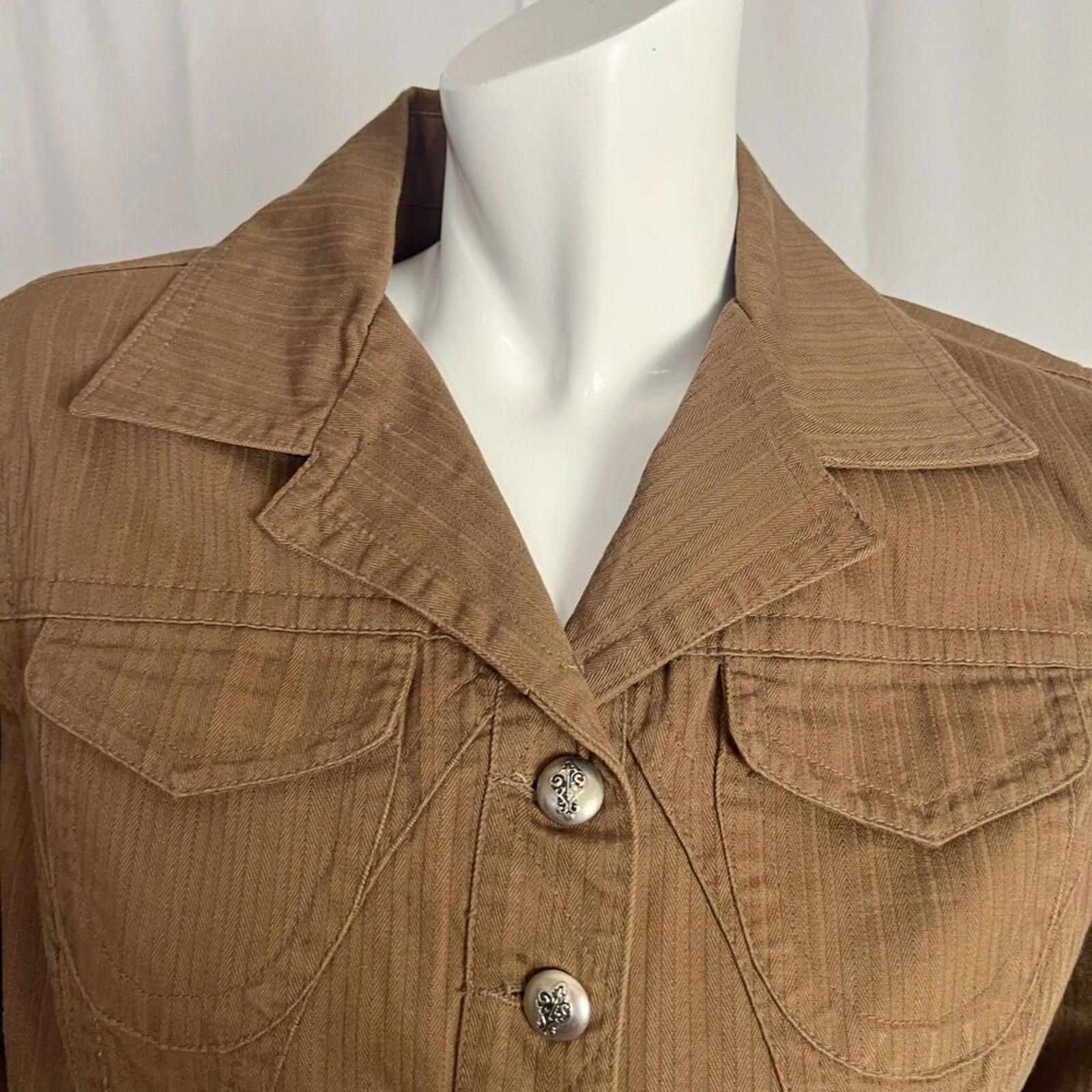 y2k Vintage Live a Little Brown Military Jacket Utility Women's Size M