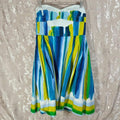 Calvin Klein Multicolor Blue and Green Watercolor Strapless Sun Dress Size 10