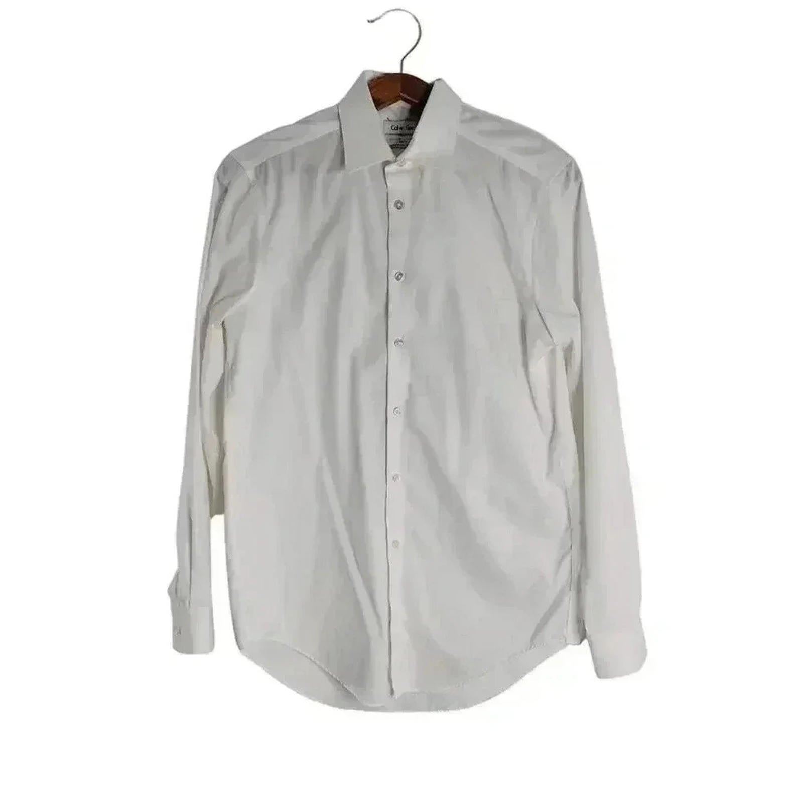 Calvin Klein White Button Up Long Sleeve Shirt Business Casual Office Size 15"