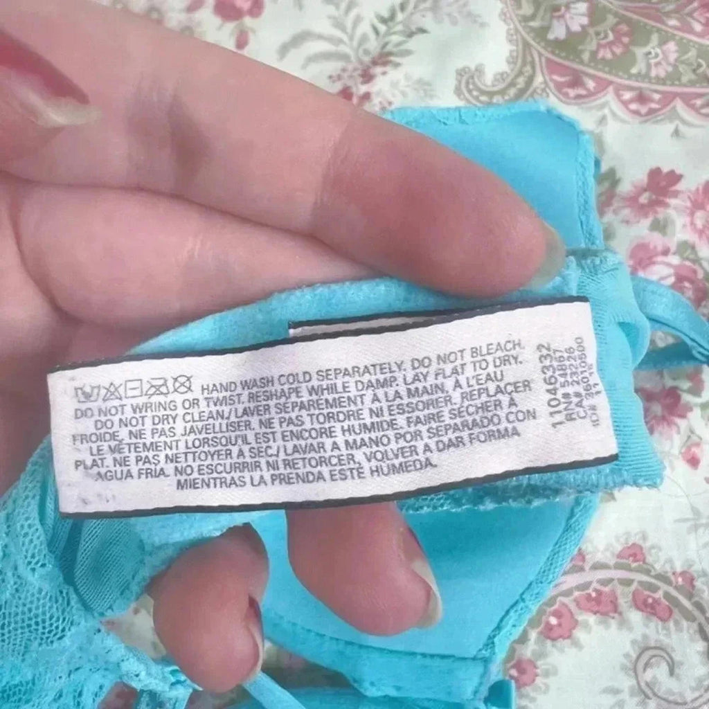 Victoria's Secret Blue Lace Lined Perfect Coverage Bra 34C