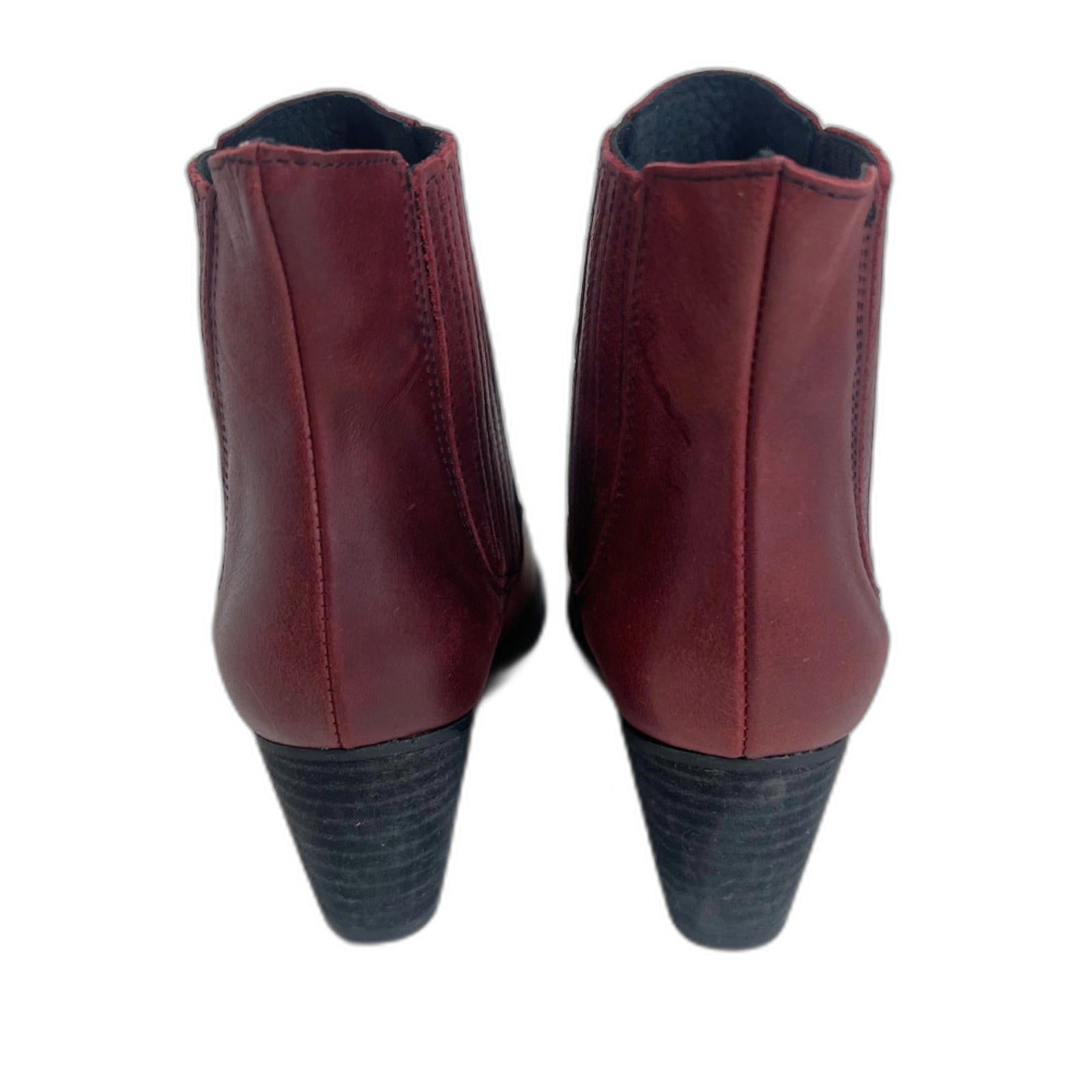 Musse & Cloud Red Leather Pointed Toe Ankle Boot Chelsea Western Size 7 7.5
