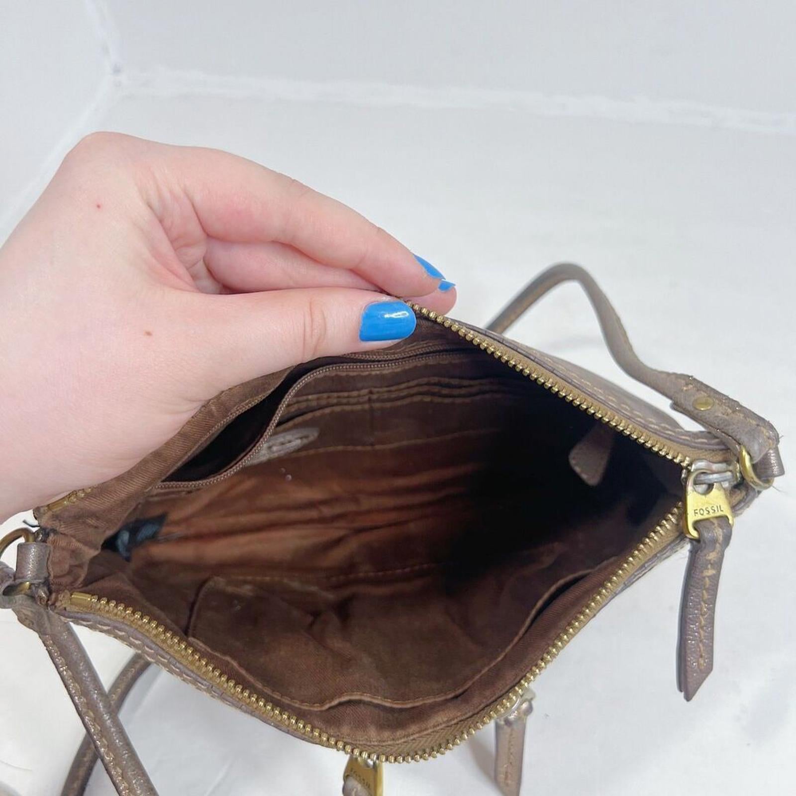 Fossil Erin Copper Metallic Leather Crossbody Bag Purse