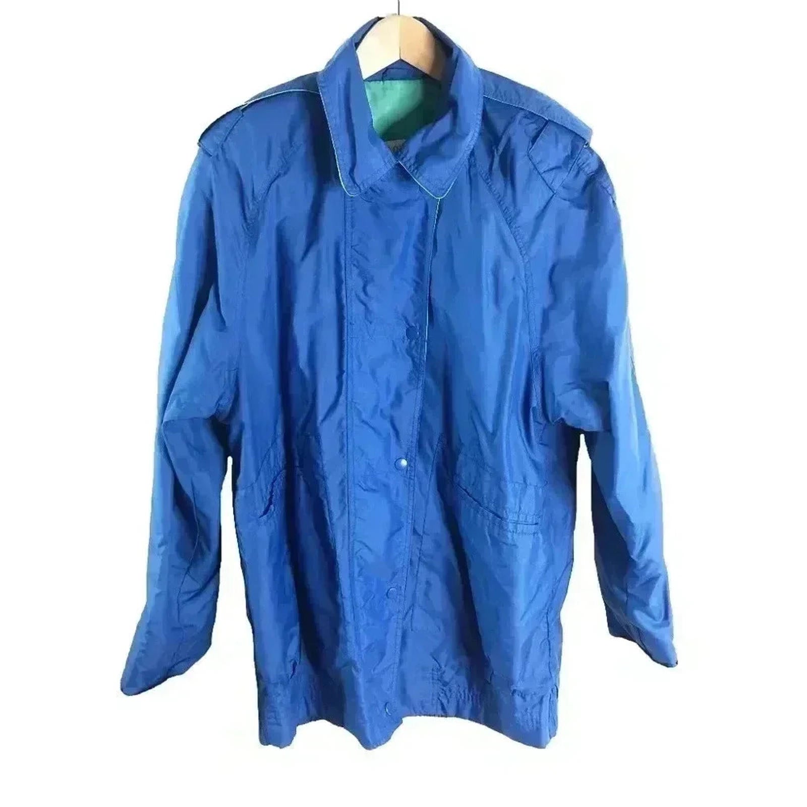 Vintage 80s London Towne Blue Rain Jacket Windbreaker Women's Size M