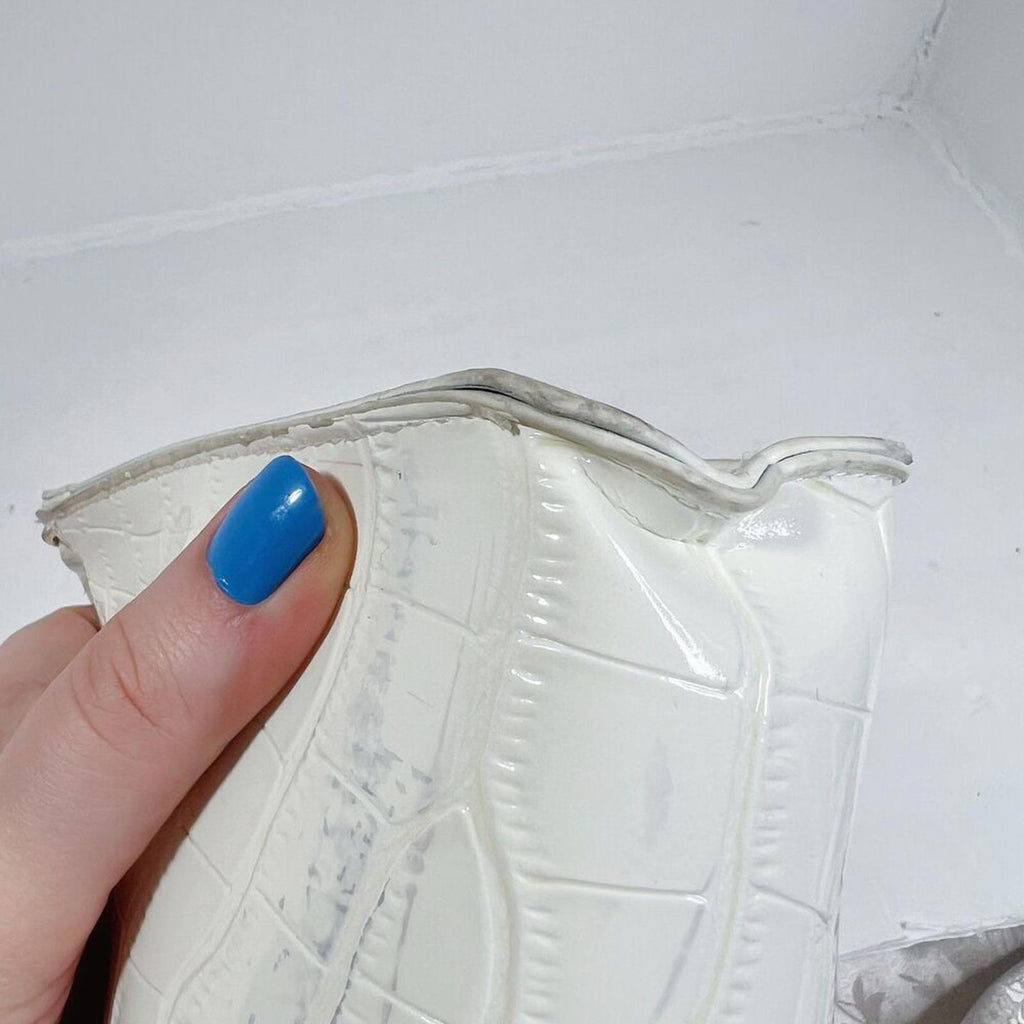 Shein White Faux Patent Leather Crocodile Embossed Shoulder Bag