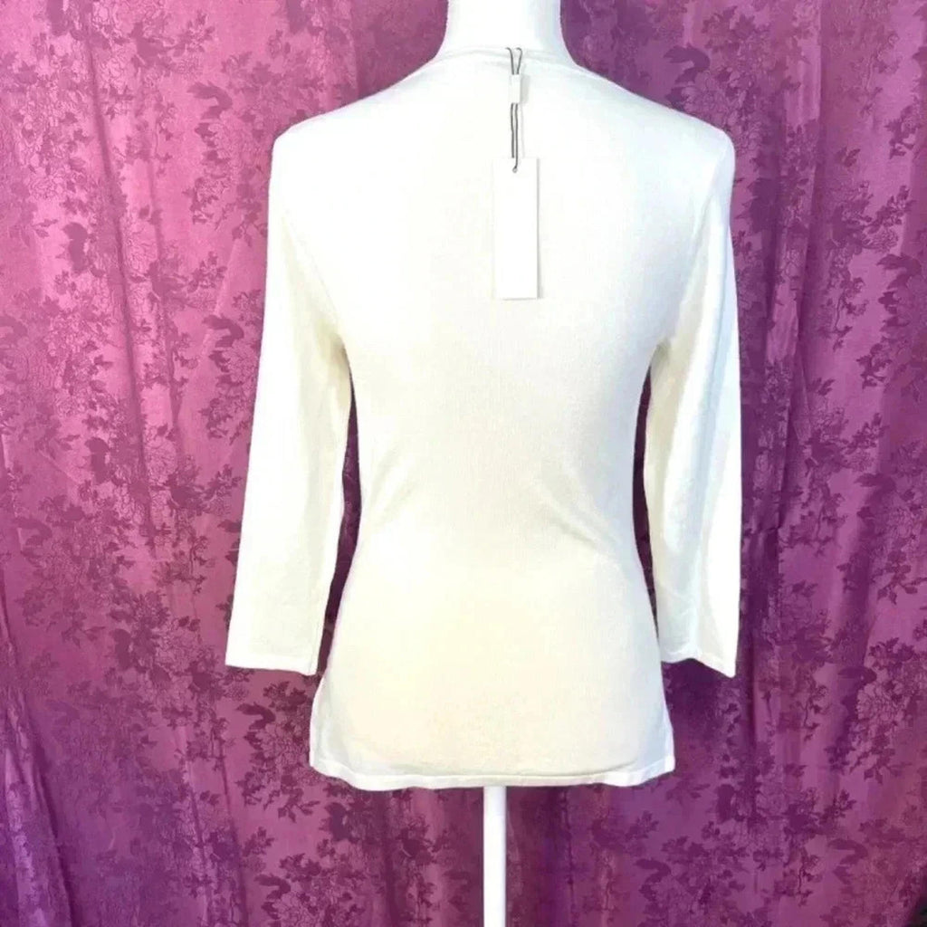 NWT L'Agence Jocelyn Cutout Sweater in Ivory Size S Minimalist Quiet Luxury