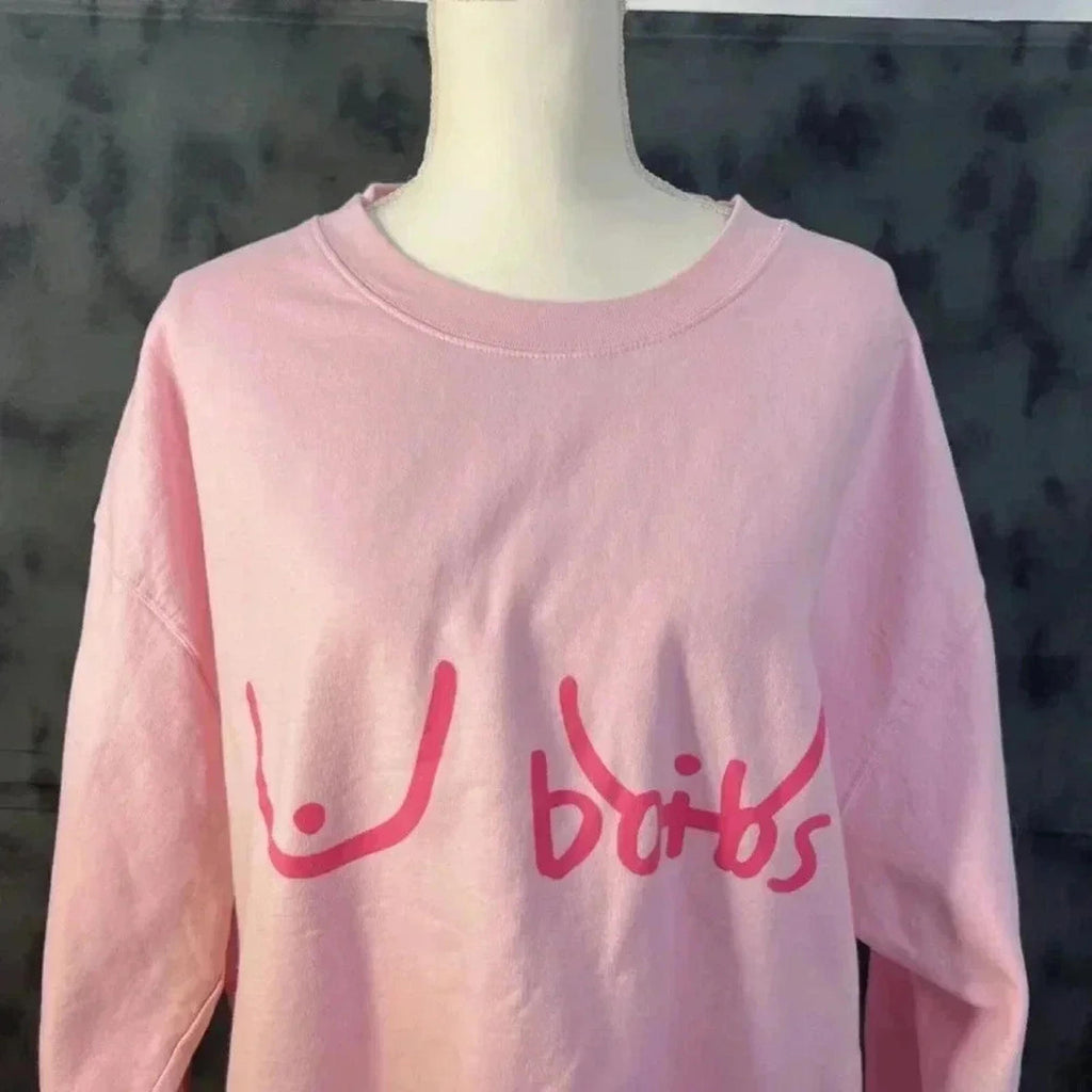 Boibs Pink Boob Crewneck Sweatshirt Women's Size 3XL