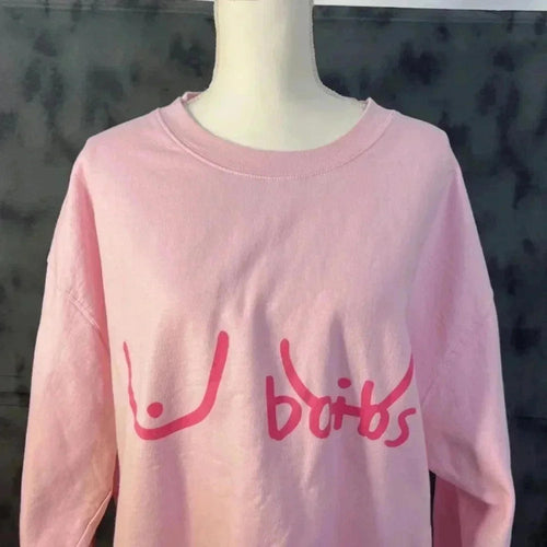 Boibs Pink Boob Crewneck Sweatshirt Women's Size 3XL