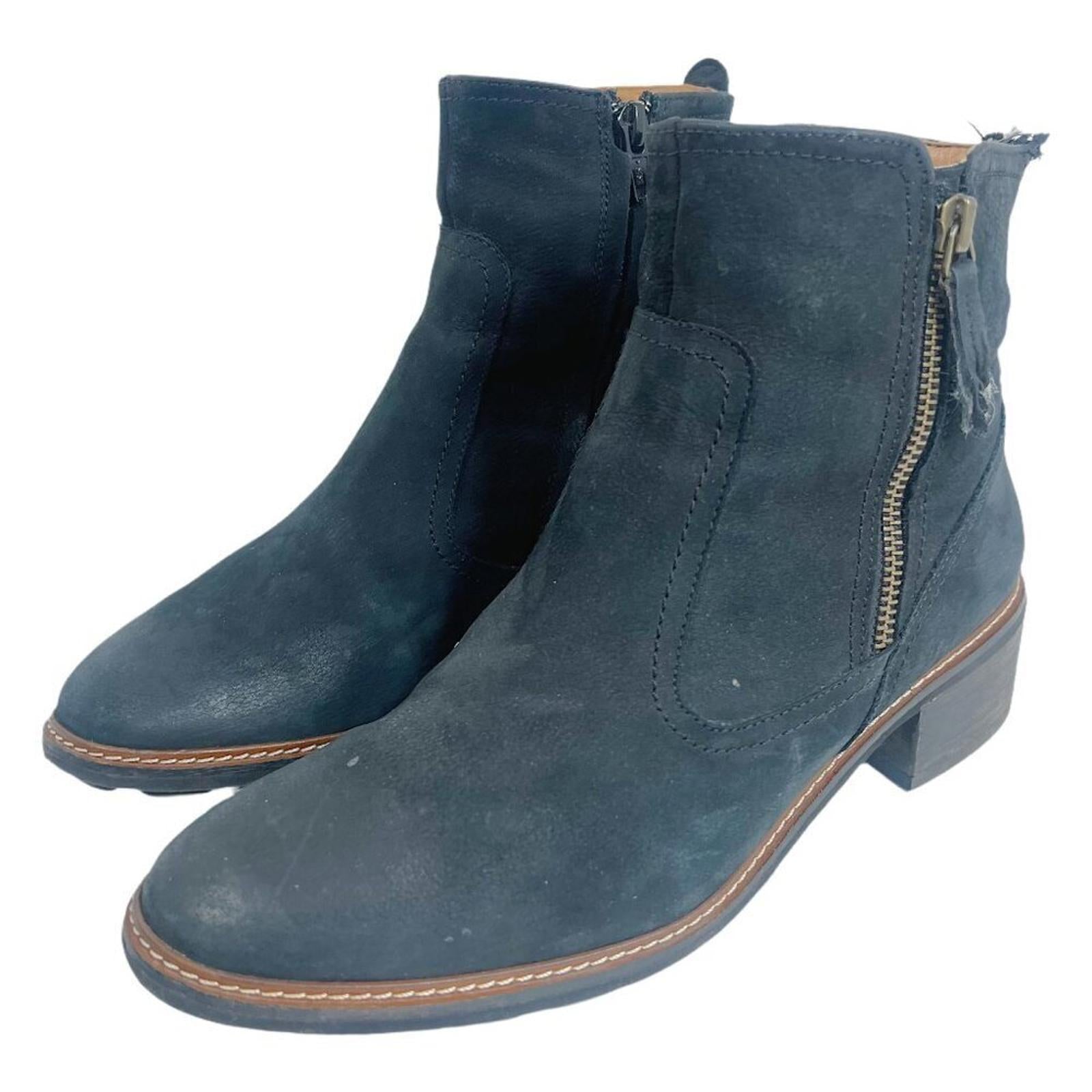 Paul Green Diego Booties Black Nuback Leather Women's Size 9