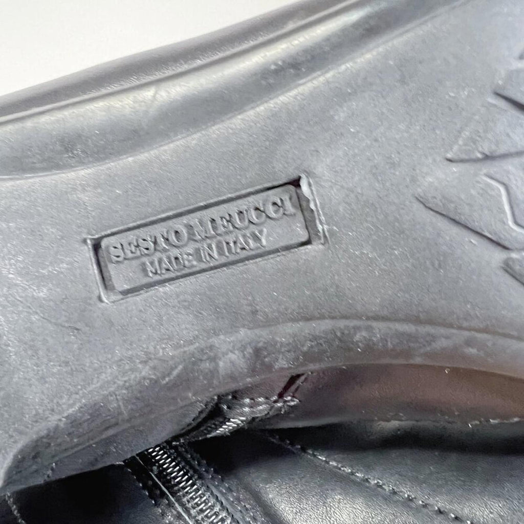 Sesto Meucci y2k Vintage Black Leather Square Toe Booties Quilted Boots Size 8.5