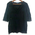 Antonio Melani Black Crocheted Swim Coverup Beach Dress Tunic Boho Size S