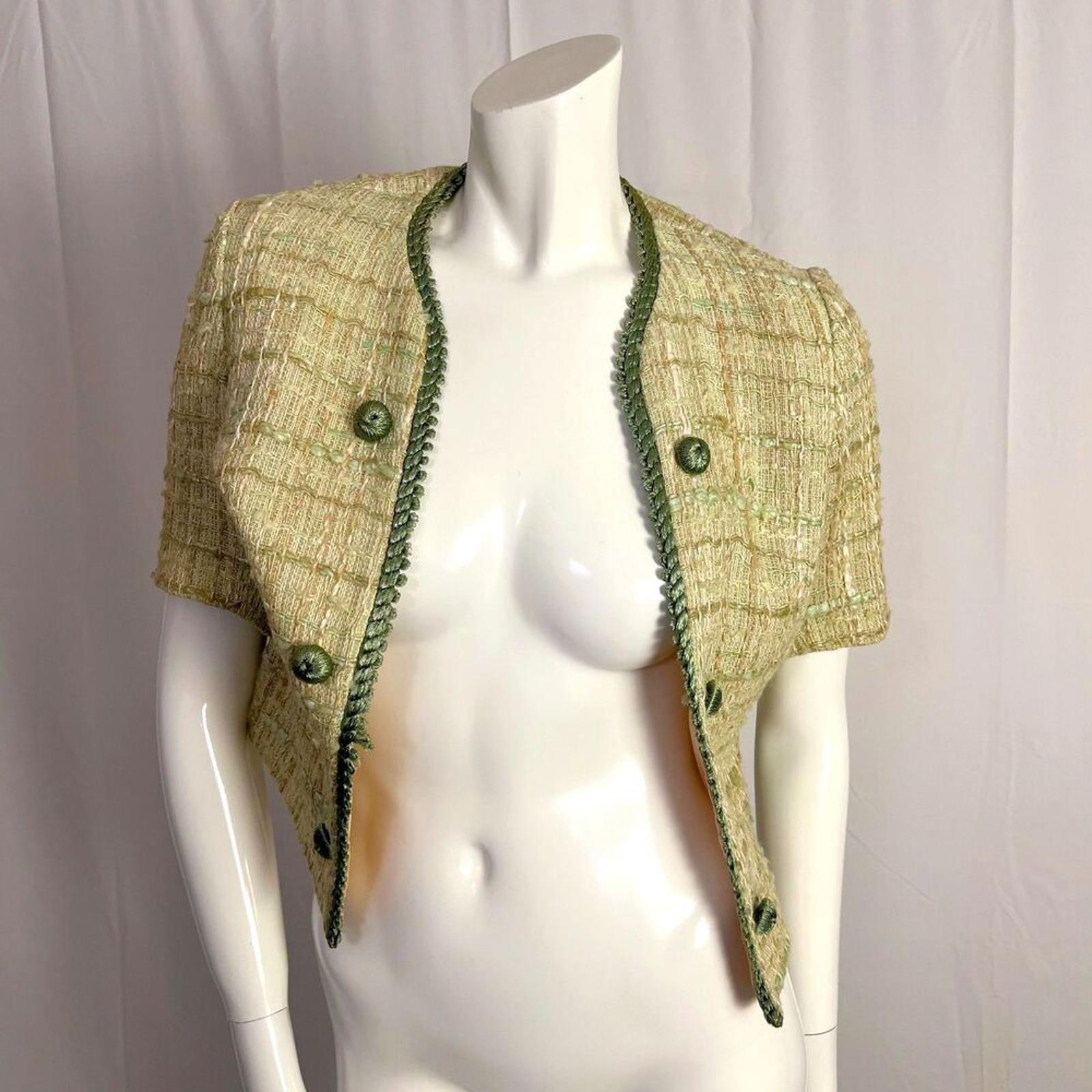 Vintage 1960s Neusteters Green Tweed Evening Jacket Women's Size 10