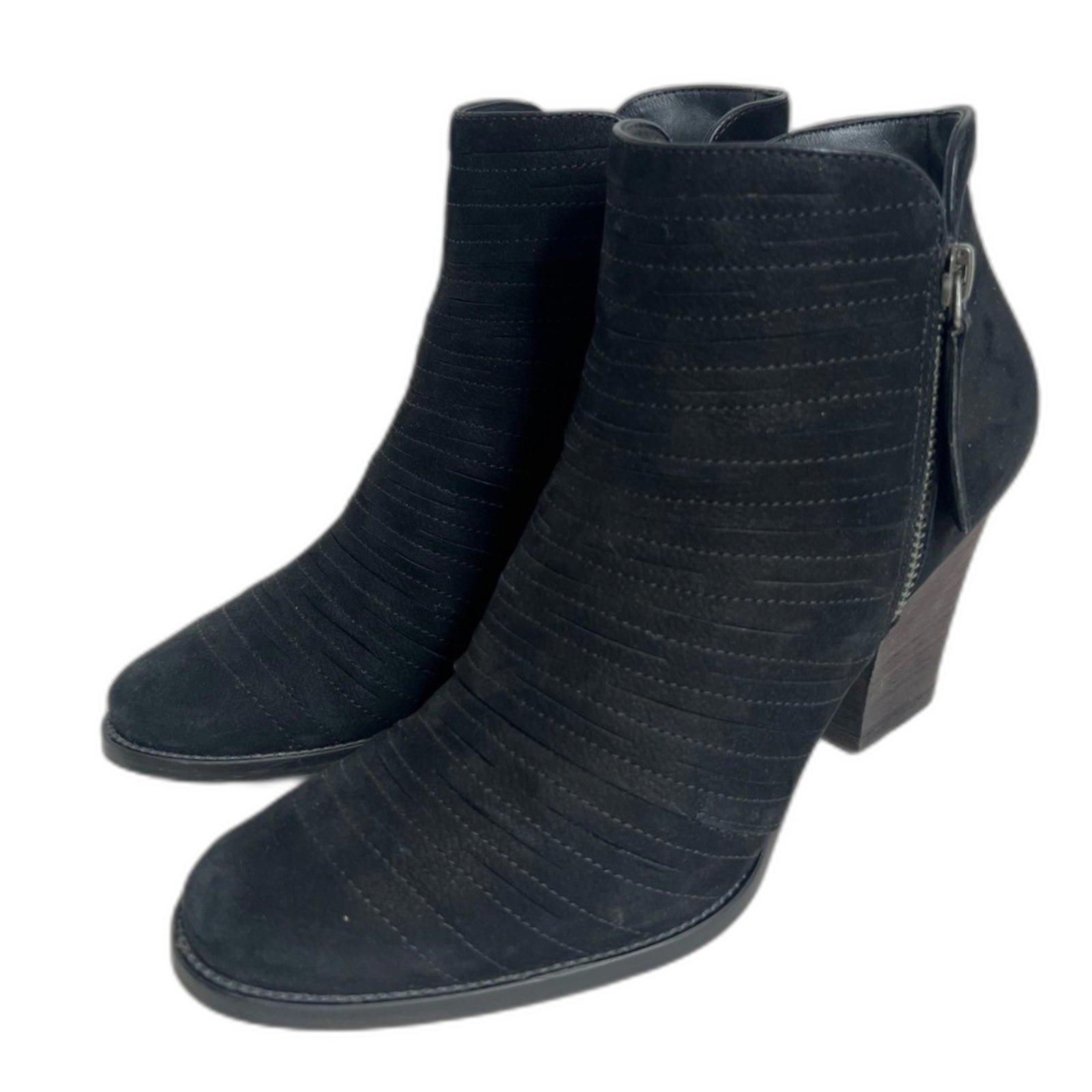Paul Green Malibu Black Suede Ankle Boots Leather Booties Size 5.5 UK 8 US