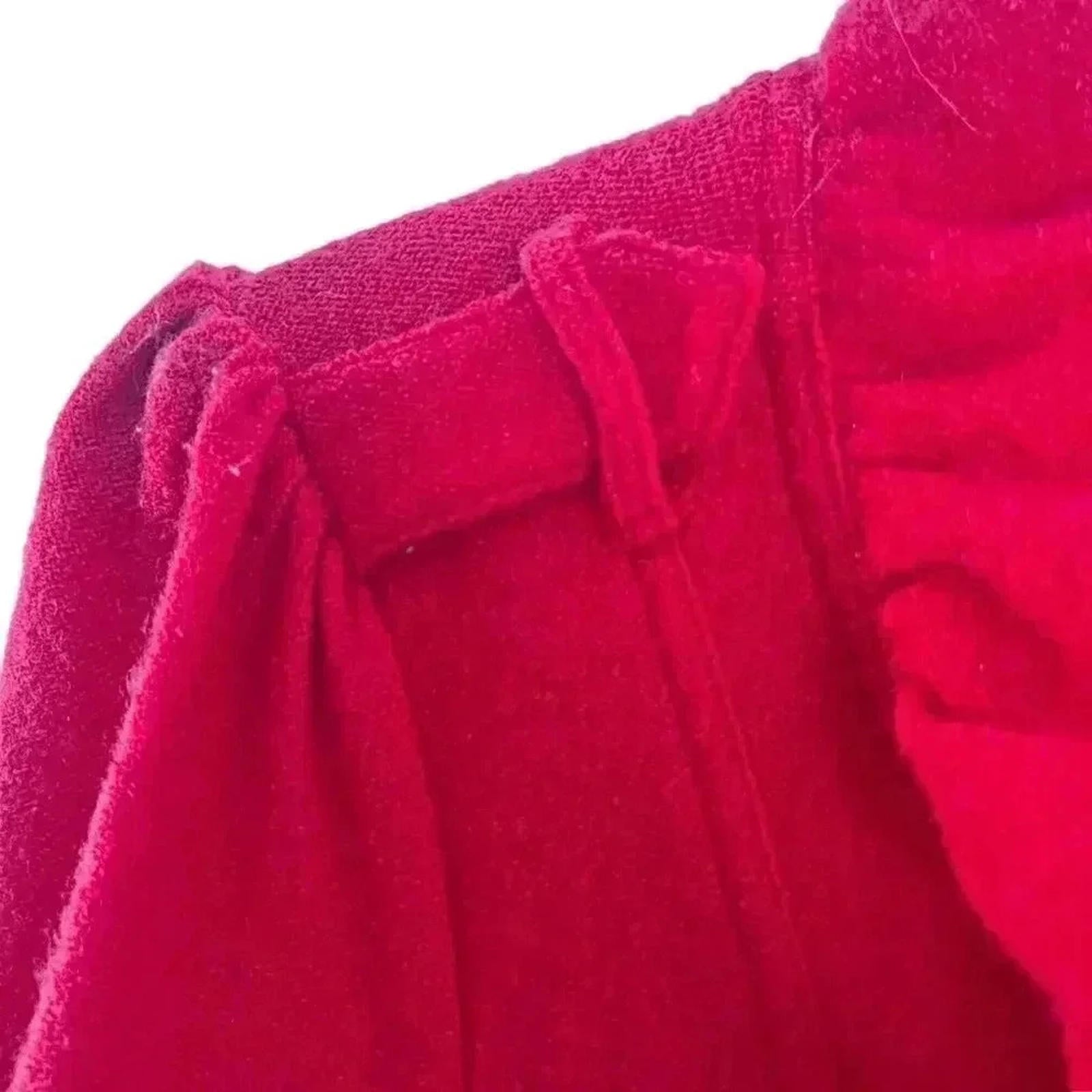 Madison Wool Red Ruffled Jacket Trench Coat Women's Size L