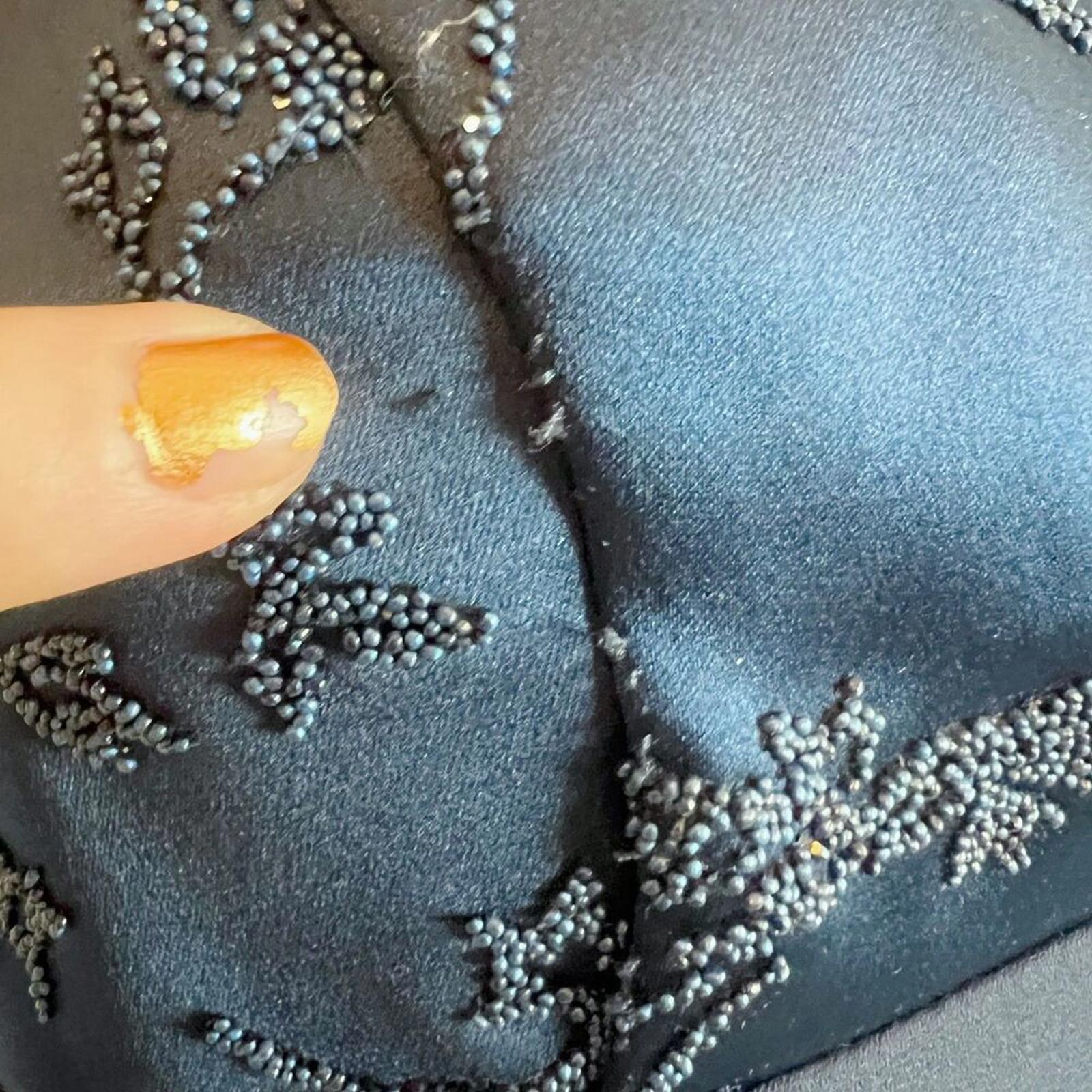 Vintage 90s Rhapsody Navy Blue Beaded Evening Gown Whimsigoth Women's Size 12