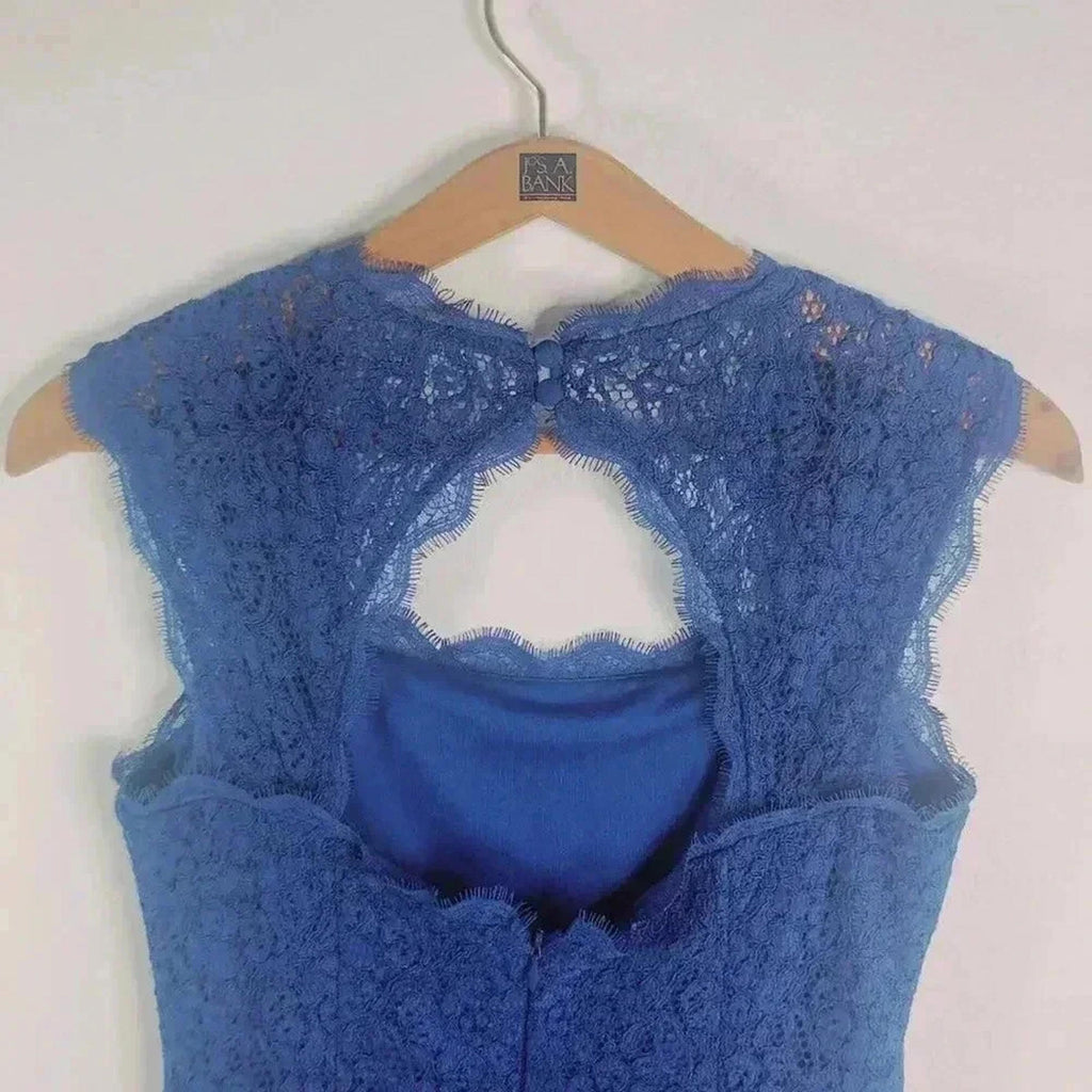 Adriana Papell Blue Lace Cocktail Mini Dress Formal Women's Size 6P
