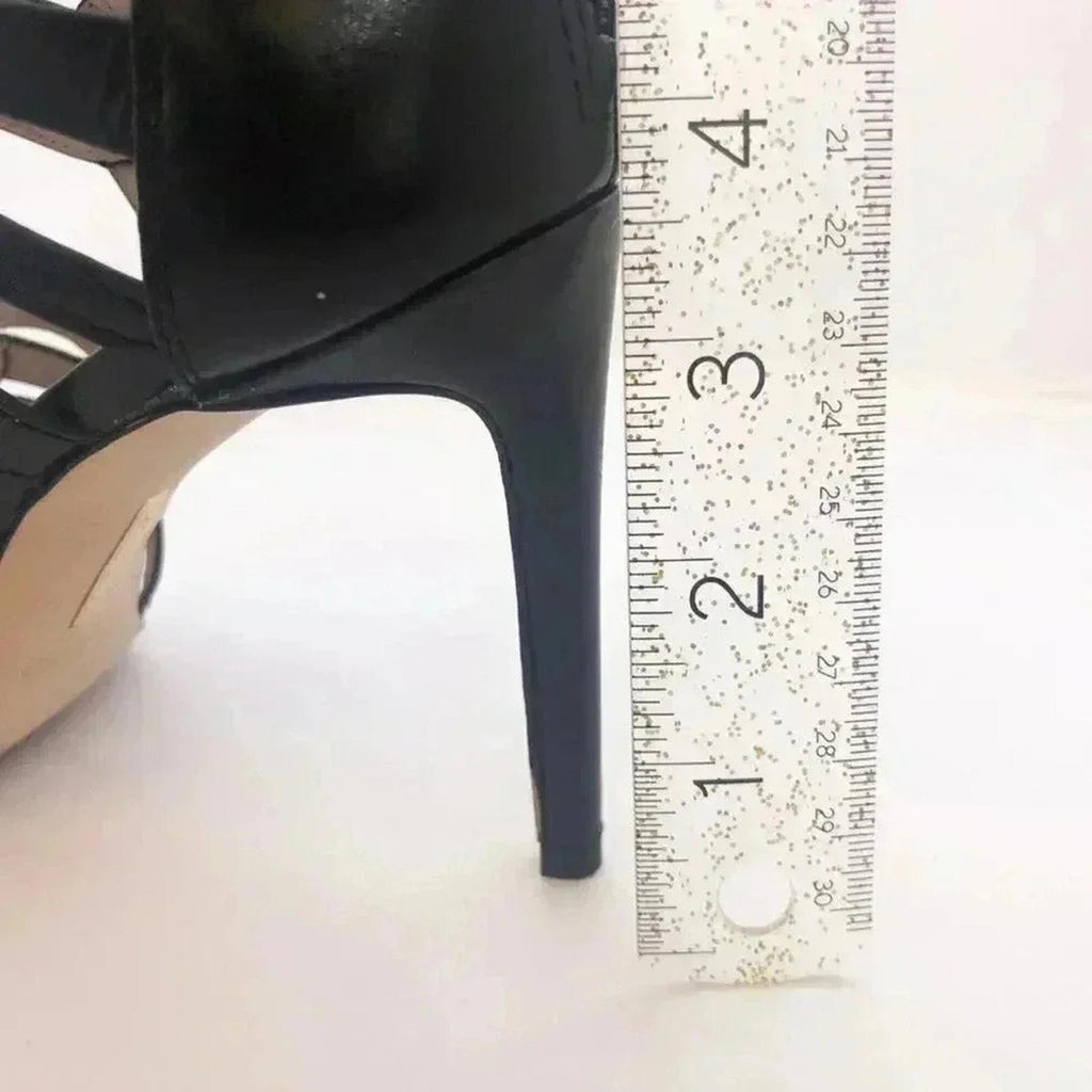 Louise et Cie Katy Black Leather Stiletto Strappy Sandal Pump Heel Size 7.5 US