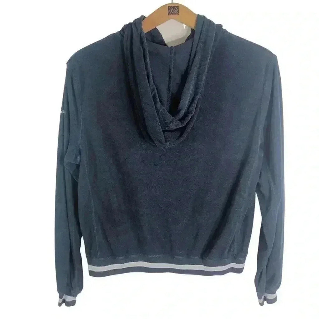 Vintage Reebok Classic Navy Blue Towel Zip Up Hoodie Women's Size M