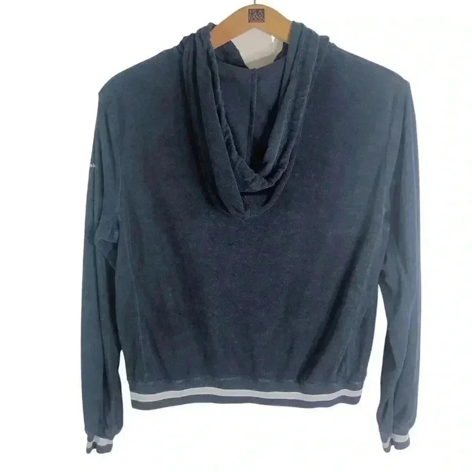 Vintage Reebok Classic Navy Blue Towel Zip Up Hoodie Women's Size M