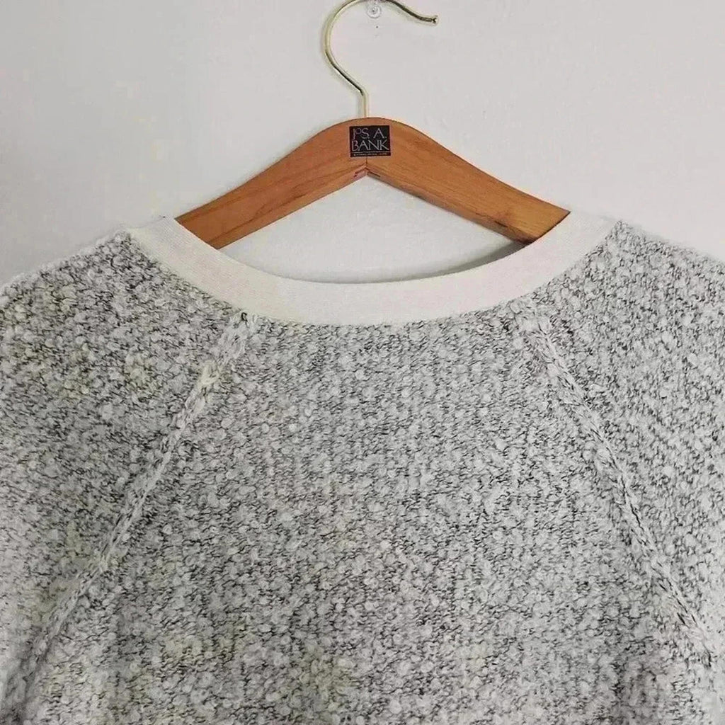 Sanctuary Grey V Neck Knit Varsity Sweater White Collar Preppy Women's Size S