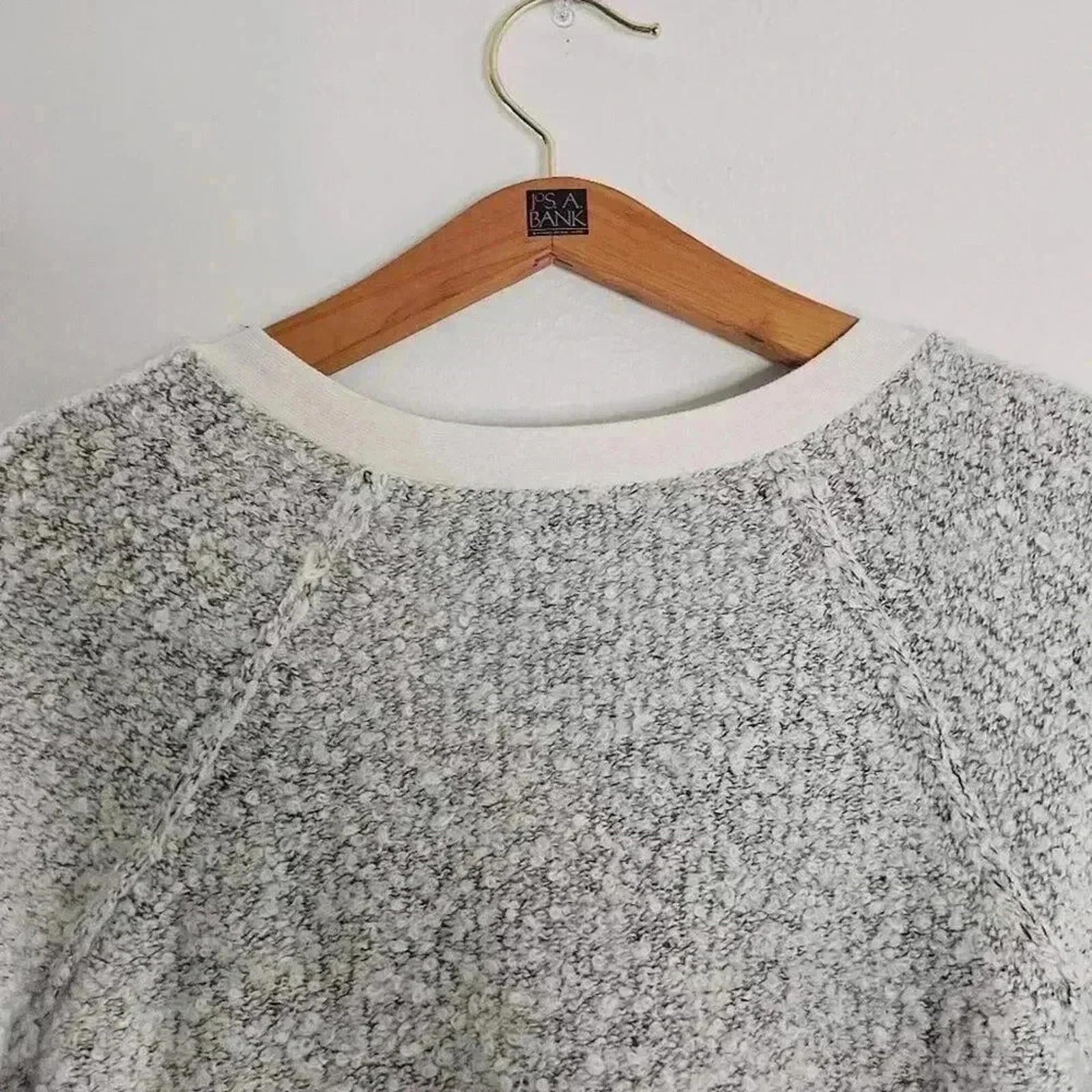 Sanctuary Grey V Neck Knit Varsity Sweater White Collar Preppy Women's Size S