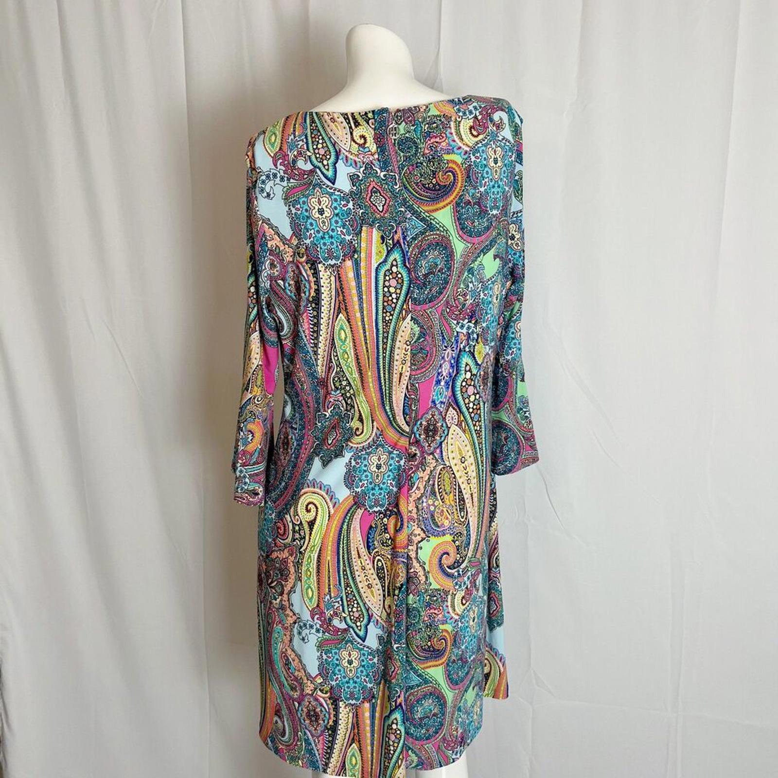Tommy Hilfiger Multicolored Paisley Long Sleeved Shift Dress Women's Size 12