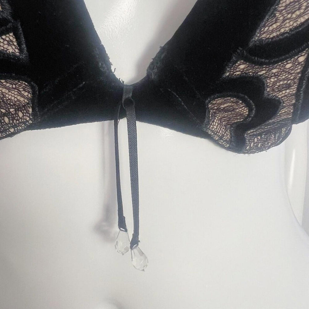Victoria's Secret Very Sexy Black Velour Push-Up Bra Lingerie Size 34B