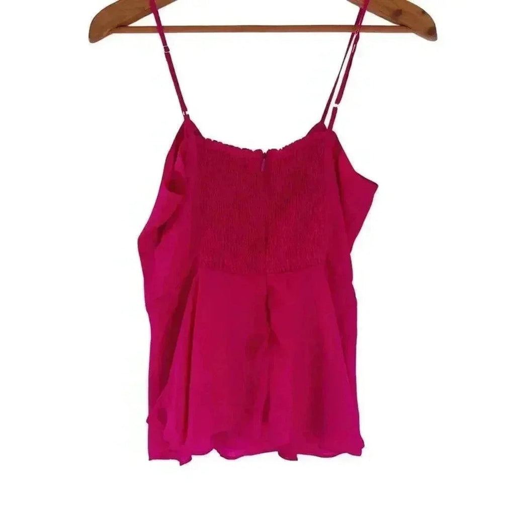 Parker Hot Pink Bow Peplum Tank Top Cami Barbiecore Women's Size S
