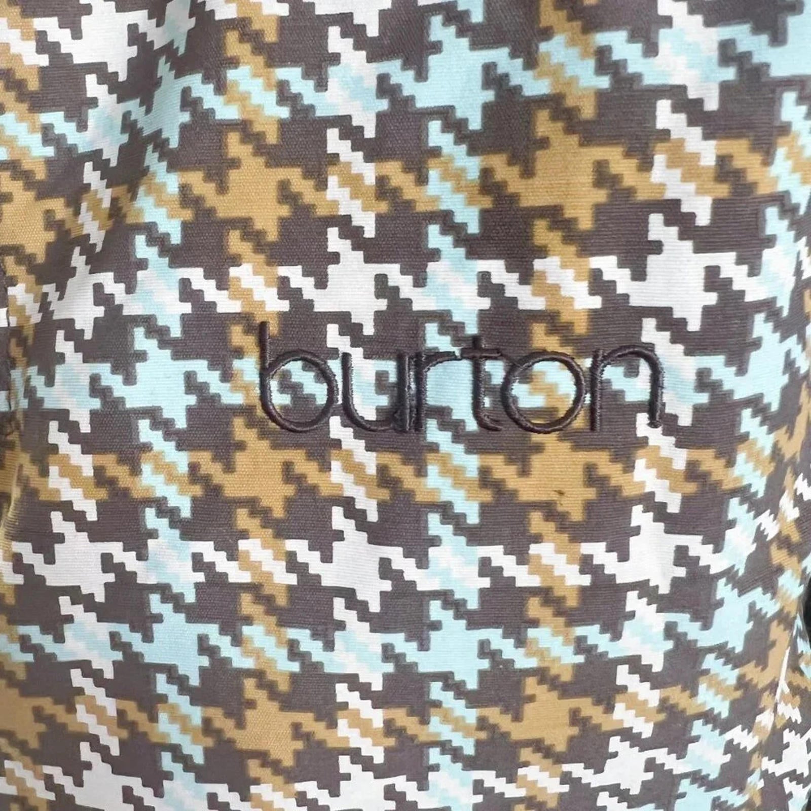 Burton Houndstooth Brown and Blue Hardshell Ski Snowboard Jacket Women's Size L