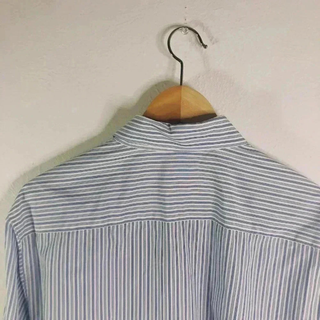 Barney's New York Co-Op Men's Blue Striped Long Sleeved Button Up Size 48/62