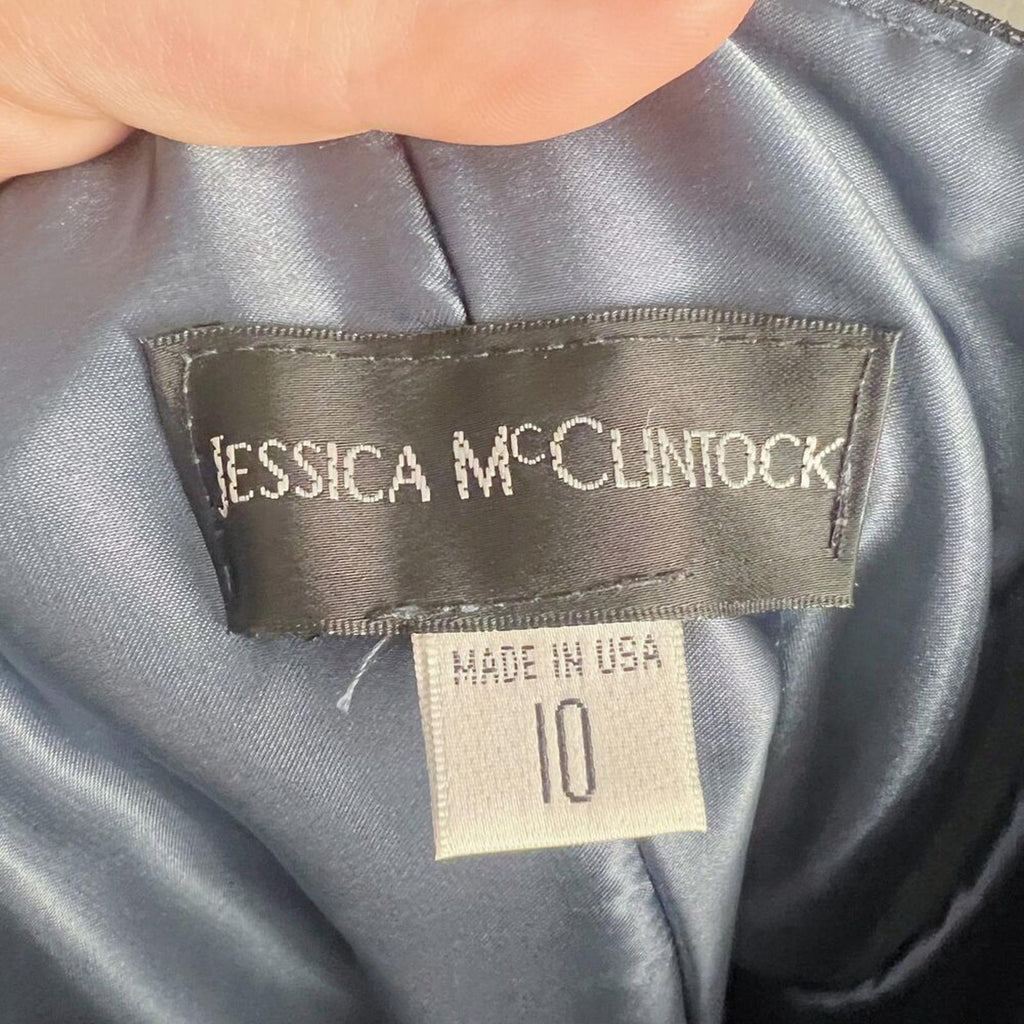 Jessica McClintock Strapless Midnight Blue Dress Sequined Whimsigoth Size 10