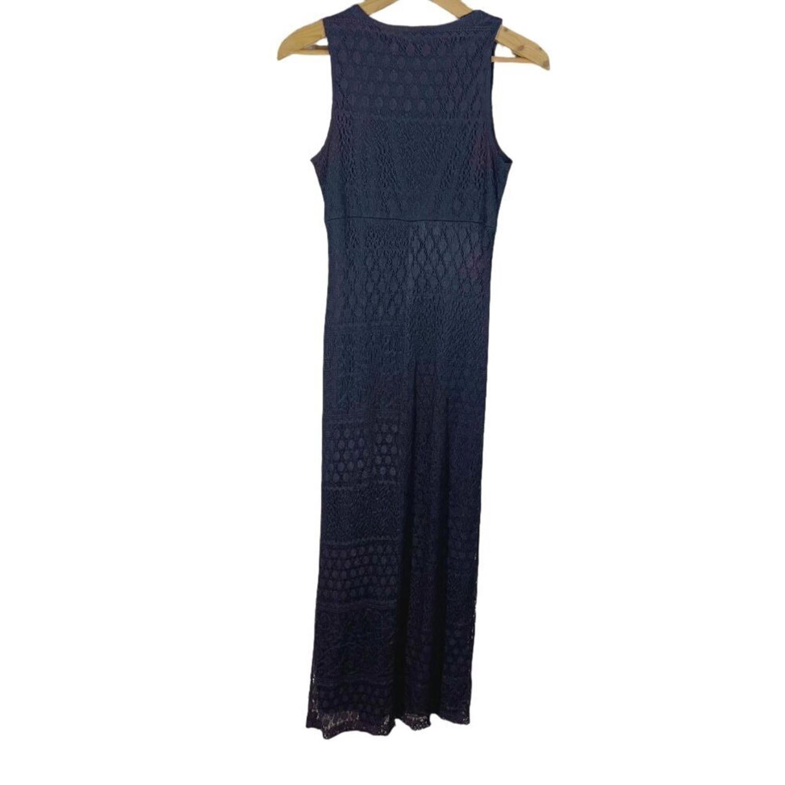 Vintage 90s y2k Mirrors Navy Blue Lace Maxi Dress Women's Size L