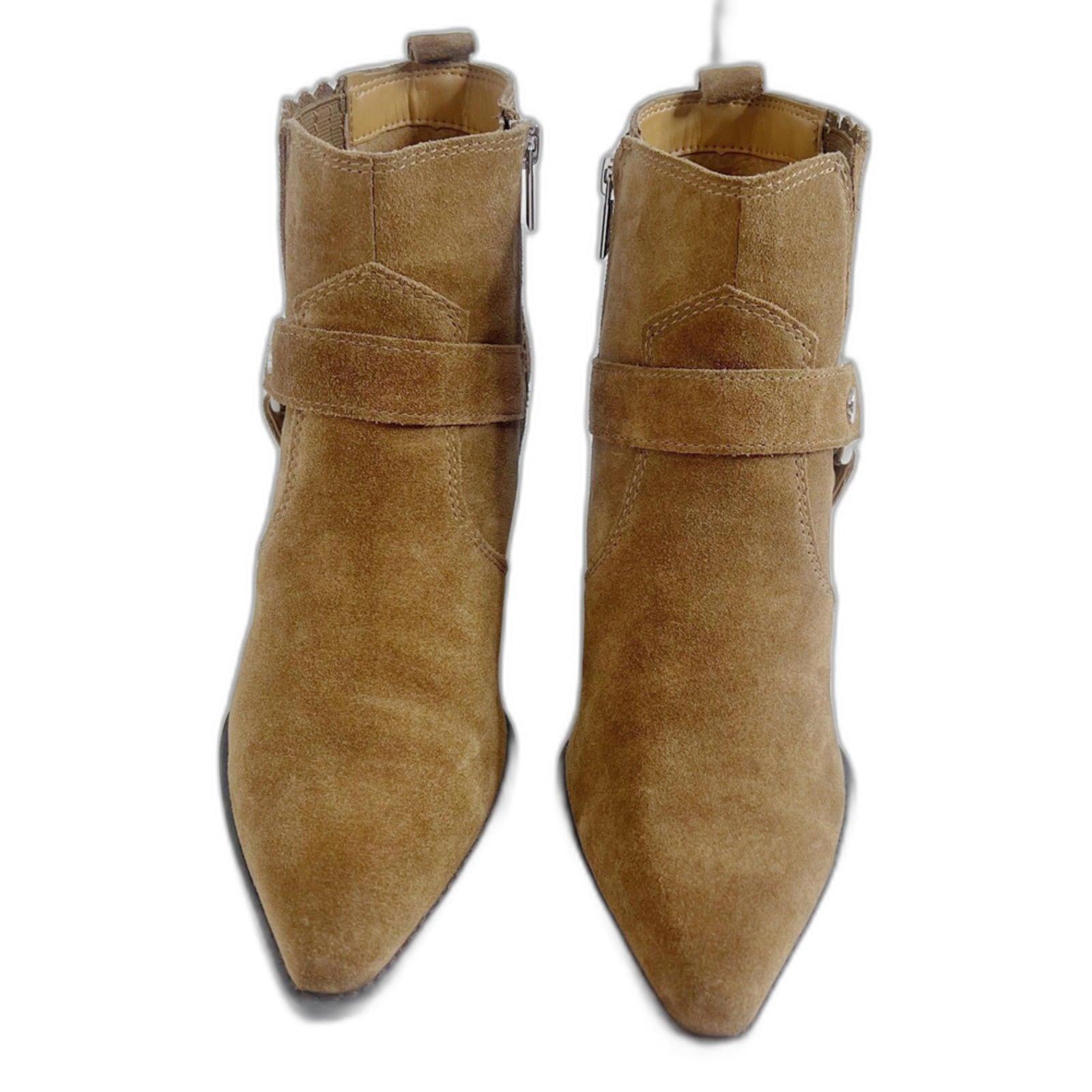 Marc Fisher Halie Tan Suede Booties Leather Ankle Boots Western Size 9
