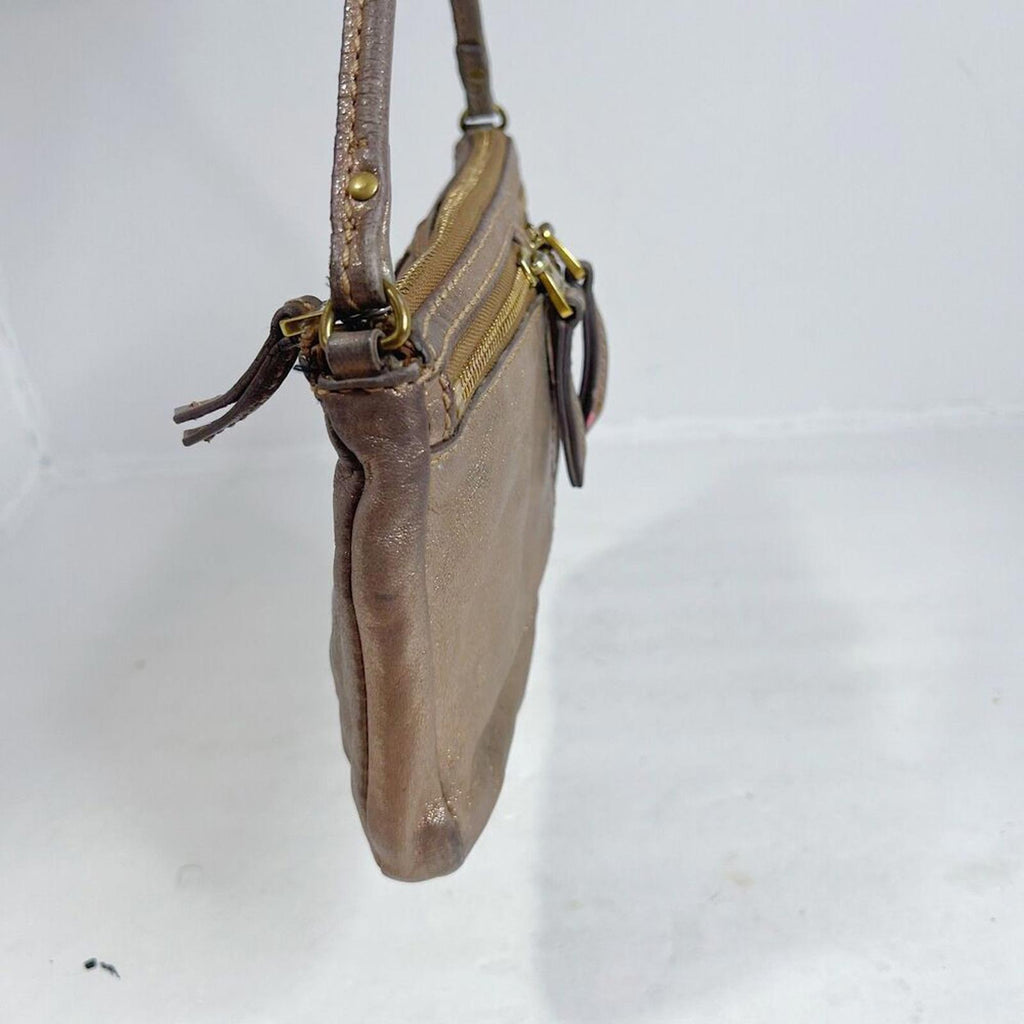 Fossil Erin Copper Metallic Leather Crossbody Bag Purse