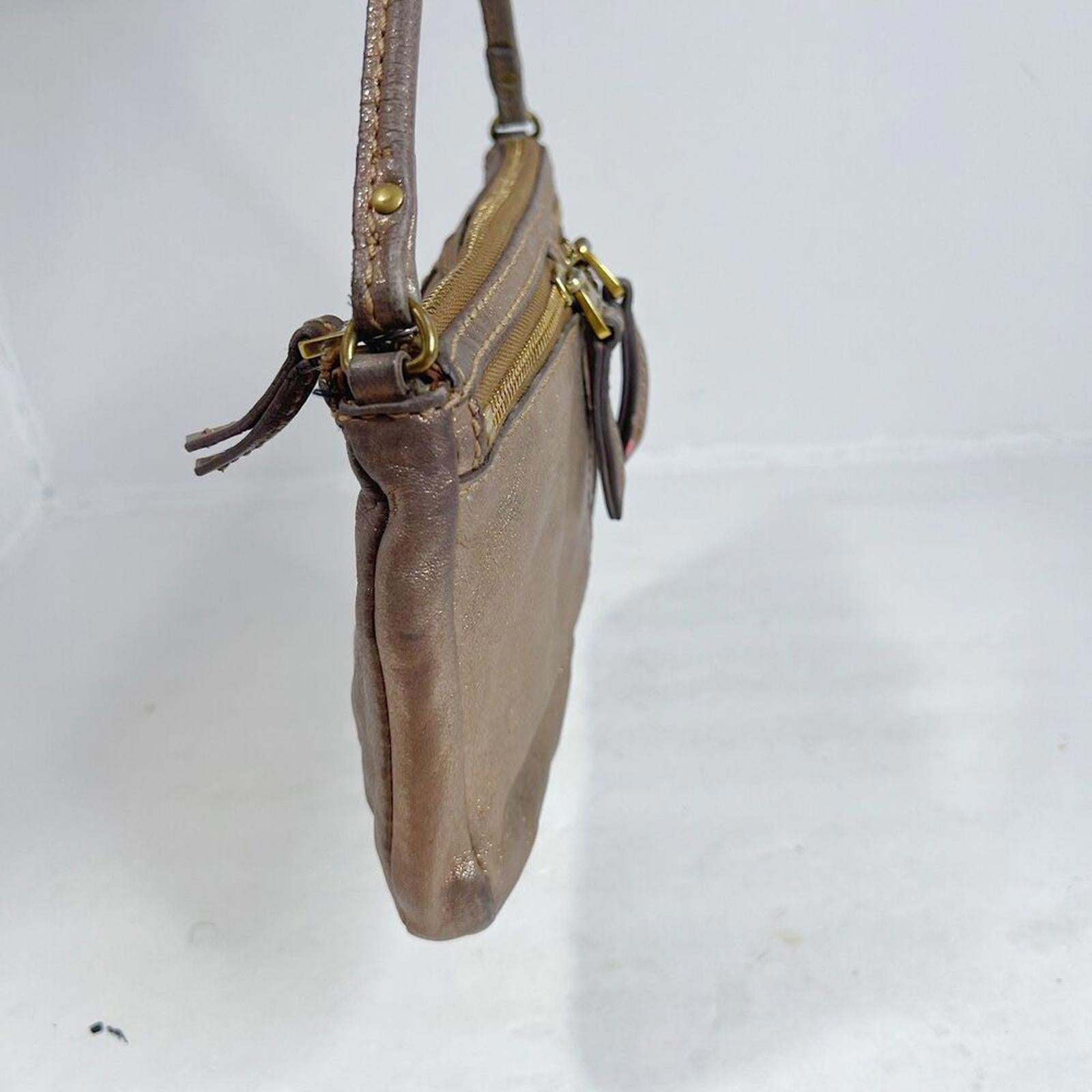 Fossil Erin Copper Metallic Leather Crossbody Bag Purse