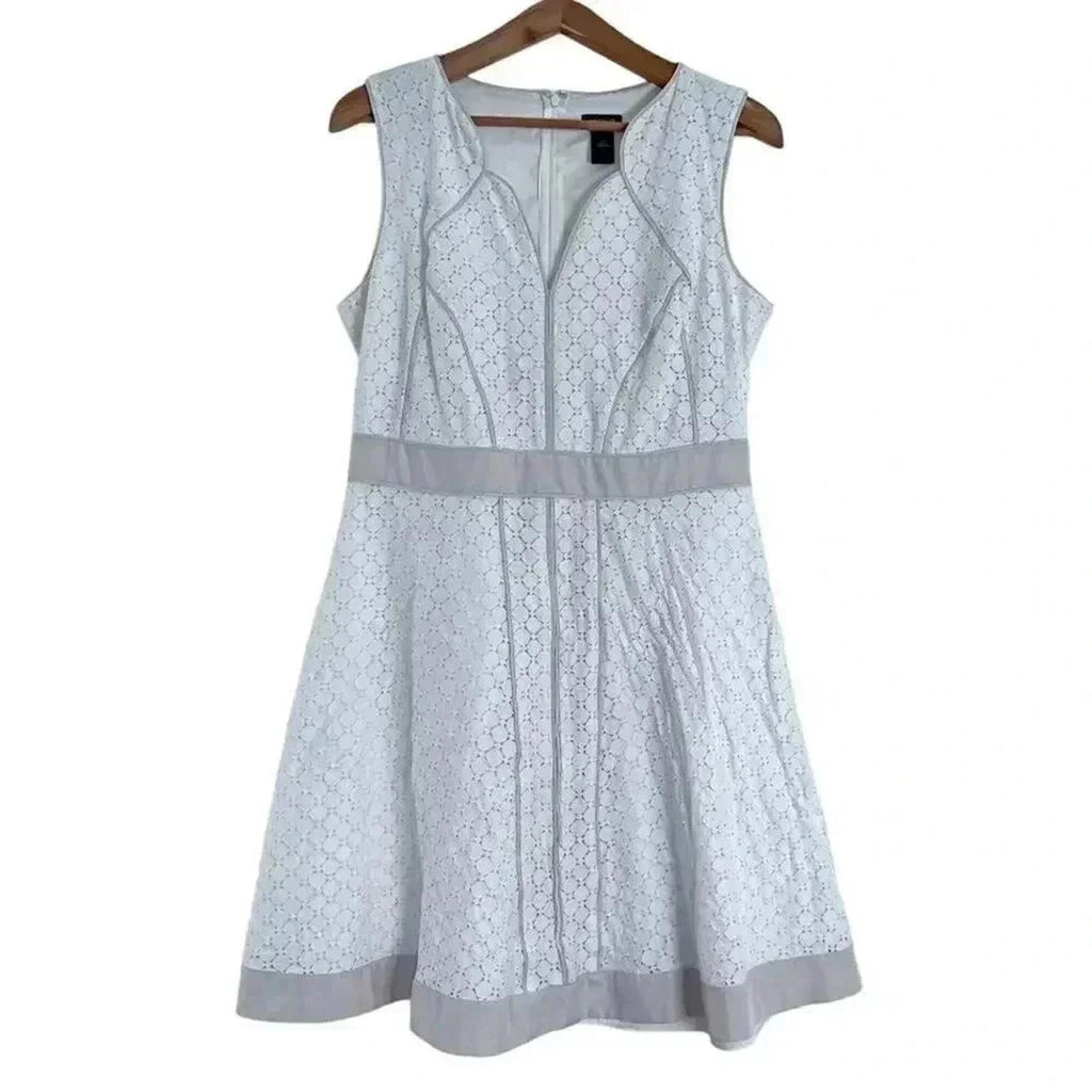 Ann Taylor White Cream Eyelet A Line Dress Spring Summer Dress Women's Size 10