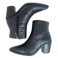 Blondo Black Leather Crocodile Embossed Booties Cowboy Ankle Boots Size 9
