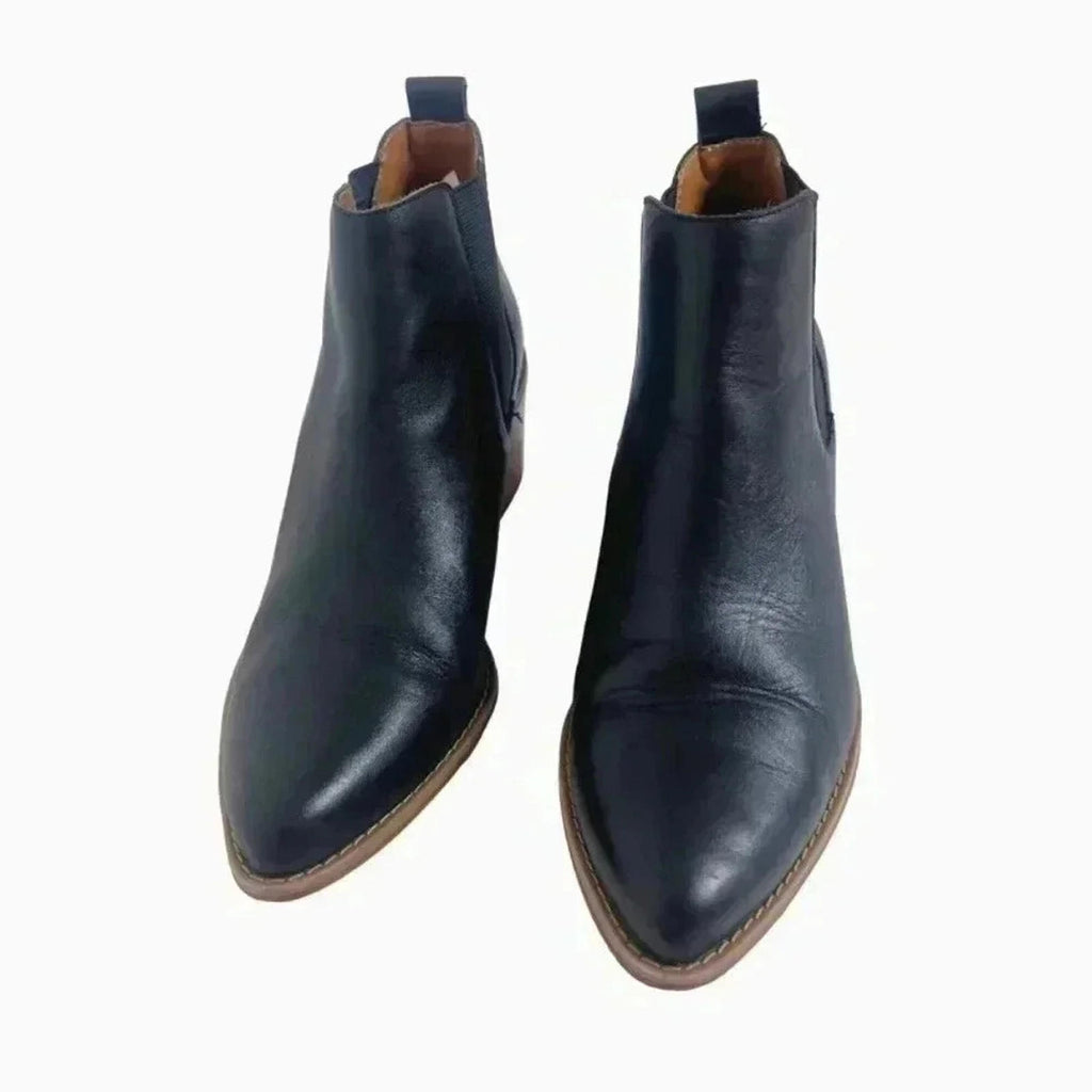 Susina Black Leather Pointed Toe Booties Ankle Boots Women's Size 7