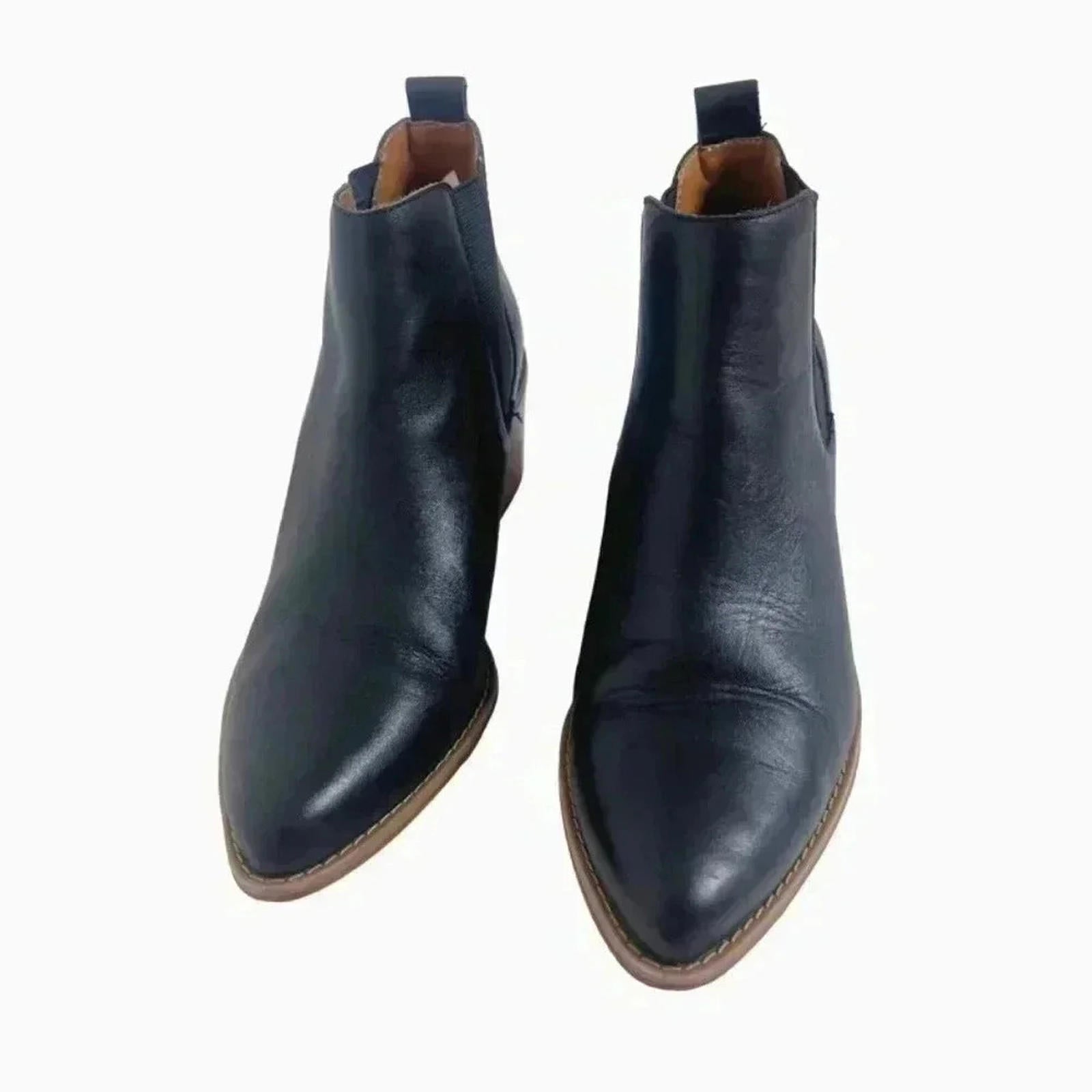 Susina Black Leather Pointed Toe Booties Ankle Boots Women's Size 7