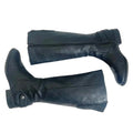 Life Stride Amy Black Faux Leather Knee High Riding Boots Knit Back Size 8.5