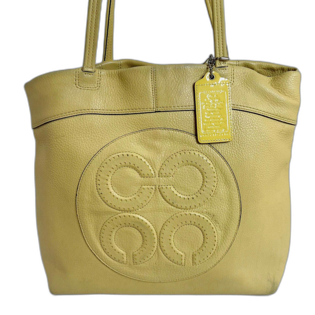 RARE Coach Julia Terry Tote in Butter Yellow Light Yellow Monogram Shoulder Bag